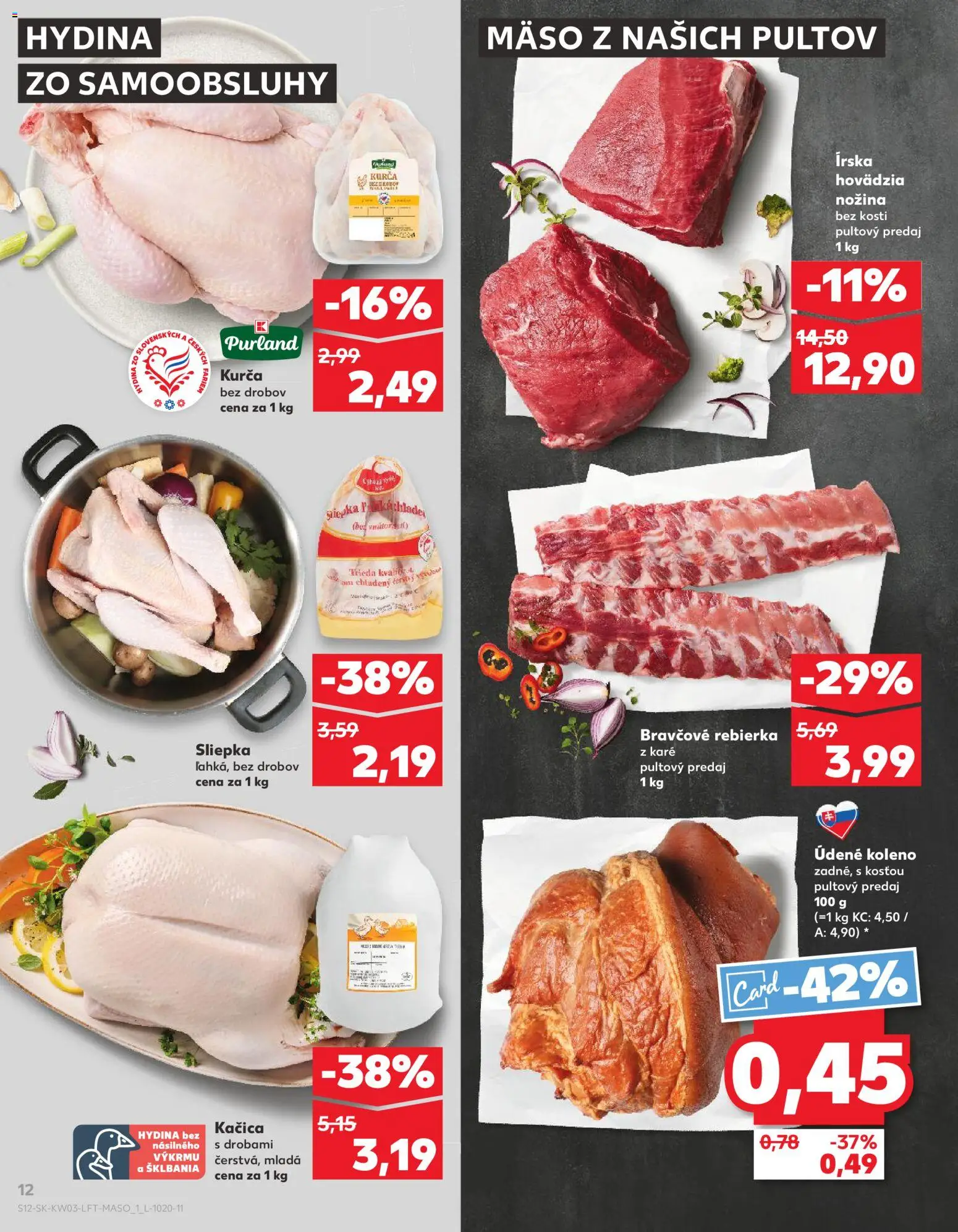 Nové Kaufland akcie – leták je platný od 15.01.2026 | Strana: 12 | Produkty: Kačica, Kurča, Údené koleno