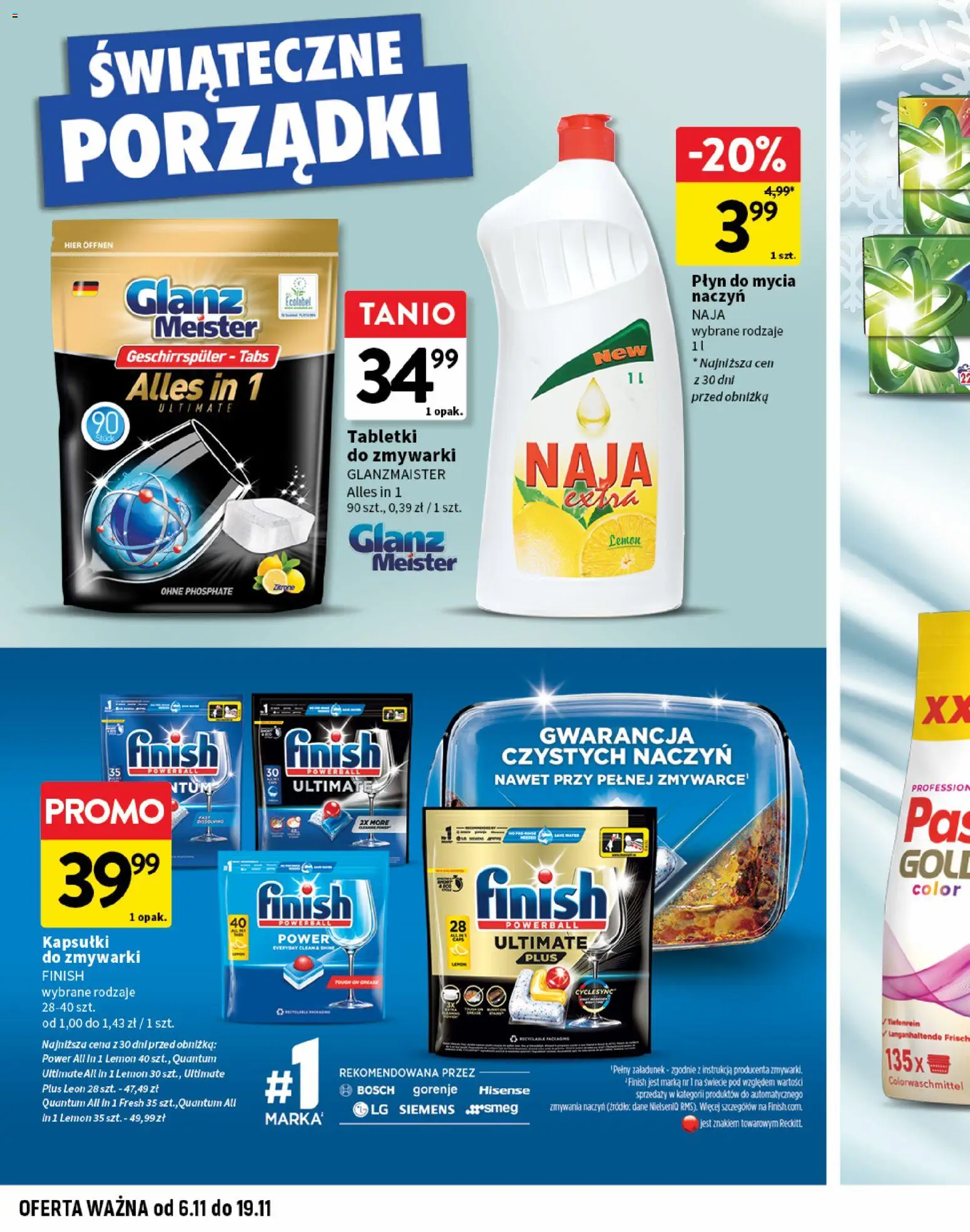 Intermarche Gazetka - Dekoracje i Inspiracje od 06.11.2025 | Strona: 20 | Produkty: Finish, Tabletki do zmywarki