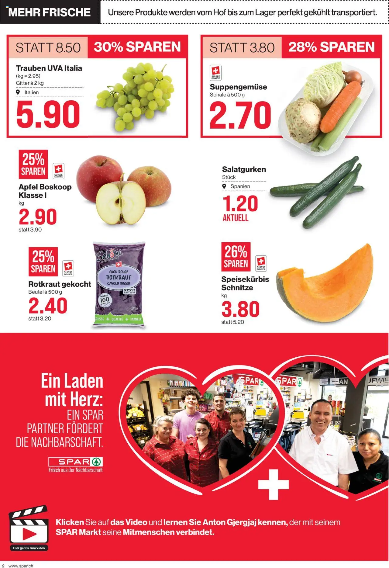 SPAR Aktionen – gültig ab 10.10.2025 | Seite: 2 | Produkte: Gitter, Rouge, Äpfel, Video