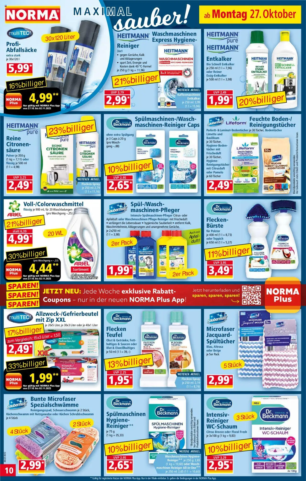 Norma Prospekt 	 – gültig ab 27.10.2025 | Seite: 10 | Produkte: Ariel, Teppich, Limette, Zitronen