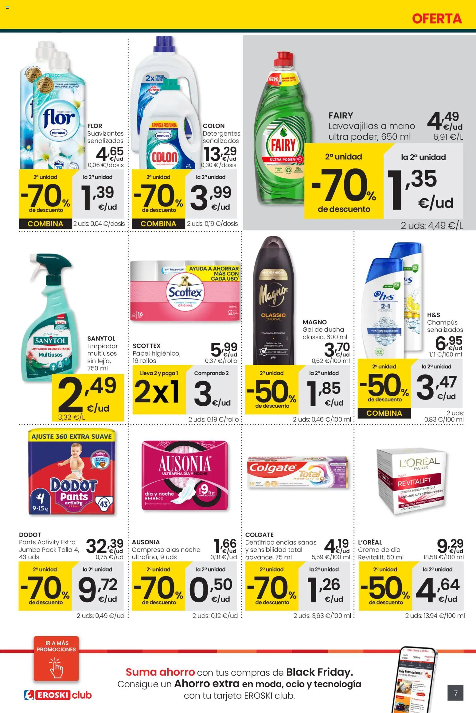Eroski - Supermercados │ válido desde el 13.11.2025 | Página: 7 | Productos: Pasta, Ropa, Crema de día, Ducha