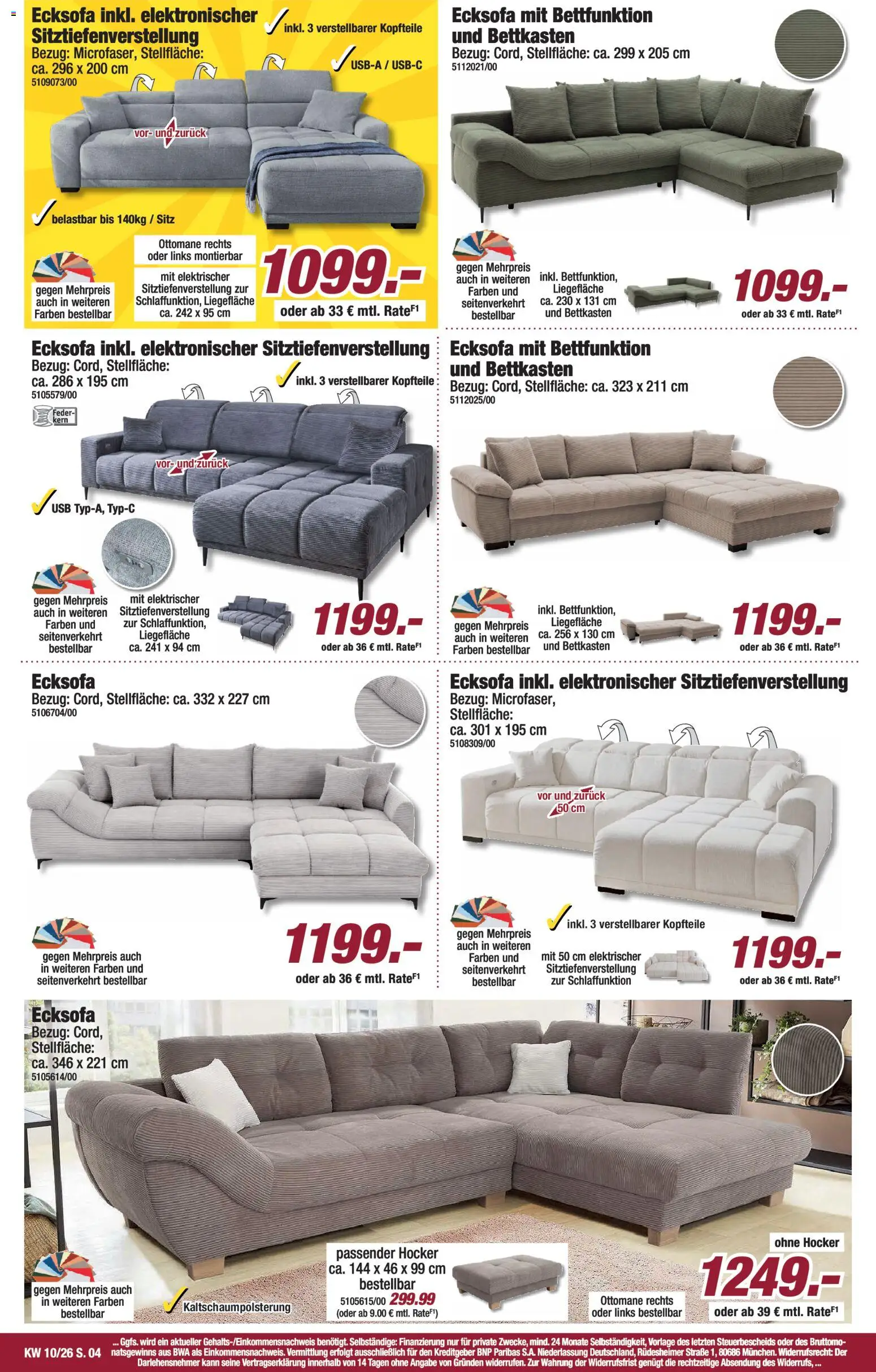 Poco Prospekt 	 – gültig ab 01.03.2026 | Seite: 4 | Produkte: USB, Hocker, Ecksofa