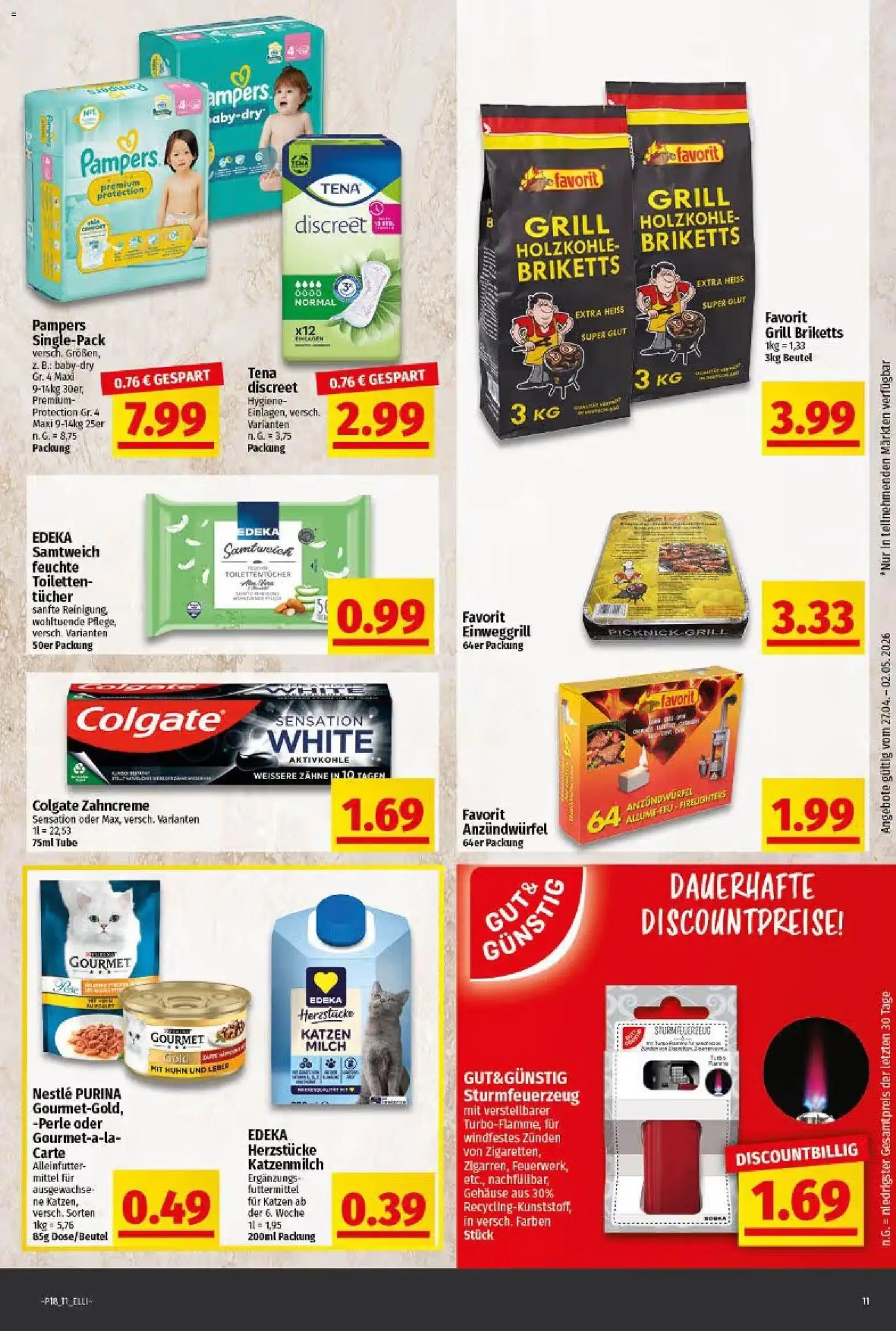 Elli Markt Prospekt Gütersloh – gültig ab 27.04.2026 | Seite: 11 | Produkte: Grill, Milch, Pampers