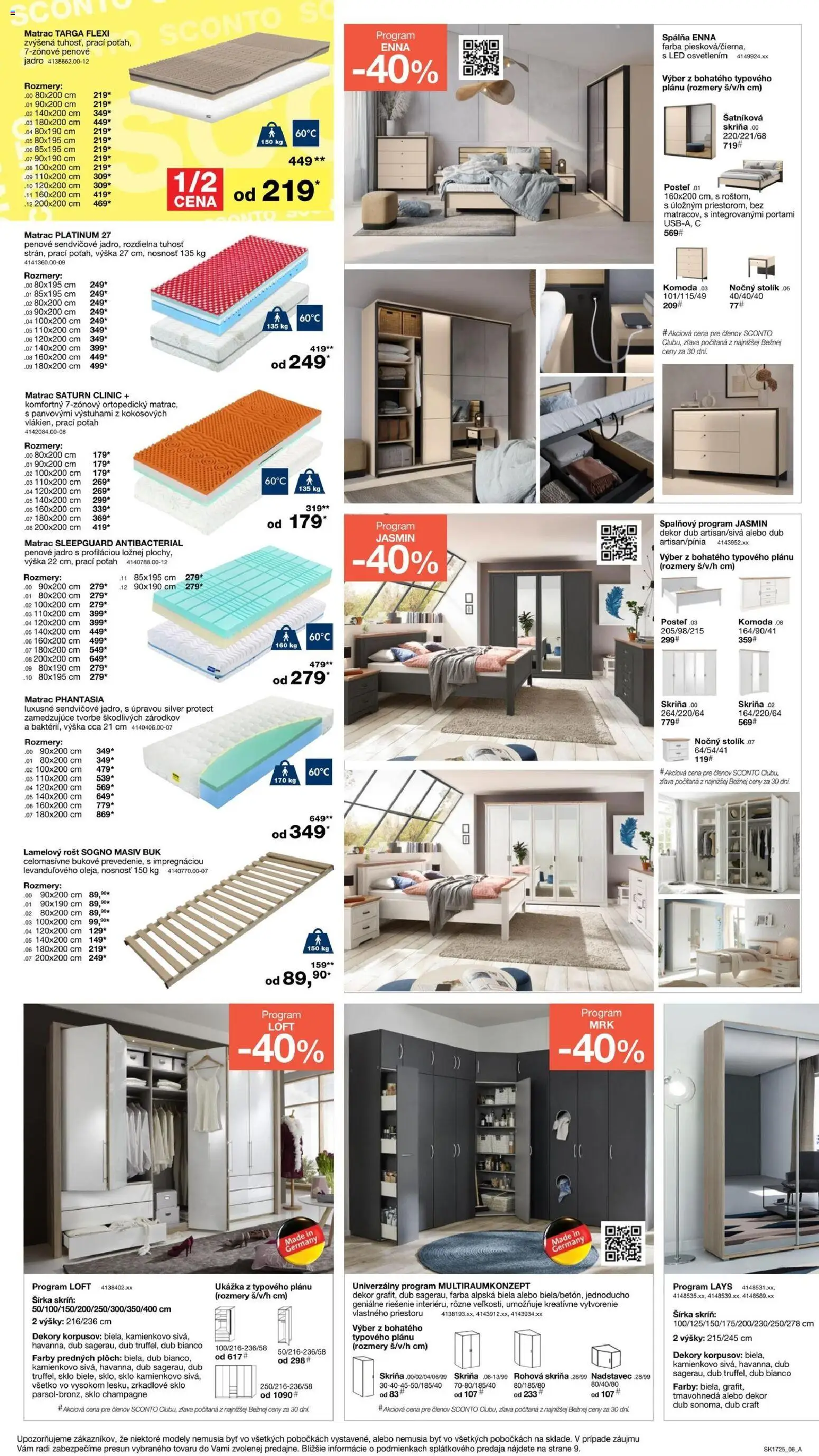 Nové Sconto nábytok akcie – leták je platný od 22.12.2025 | Strana: 6 | Produkty: Matrac, Posteľ, Skriňa, Nočný stolík