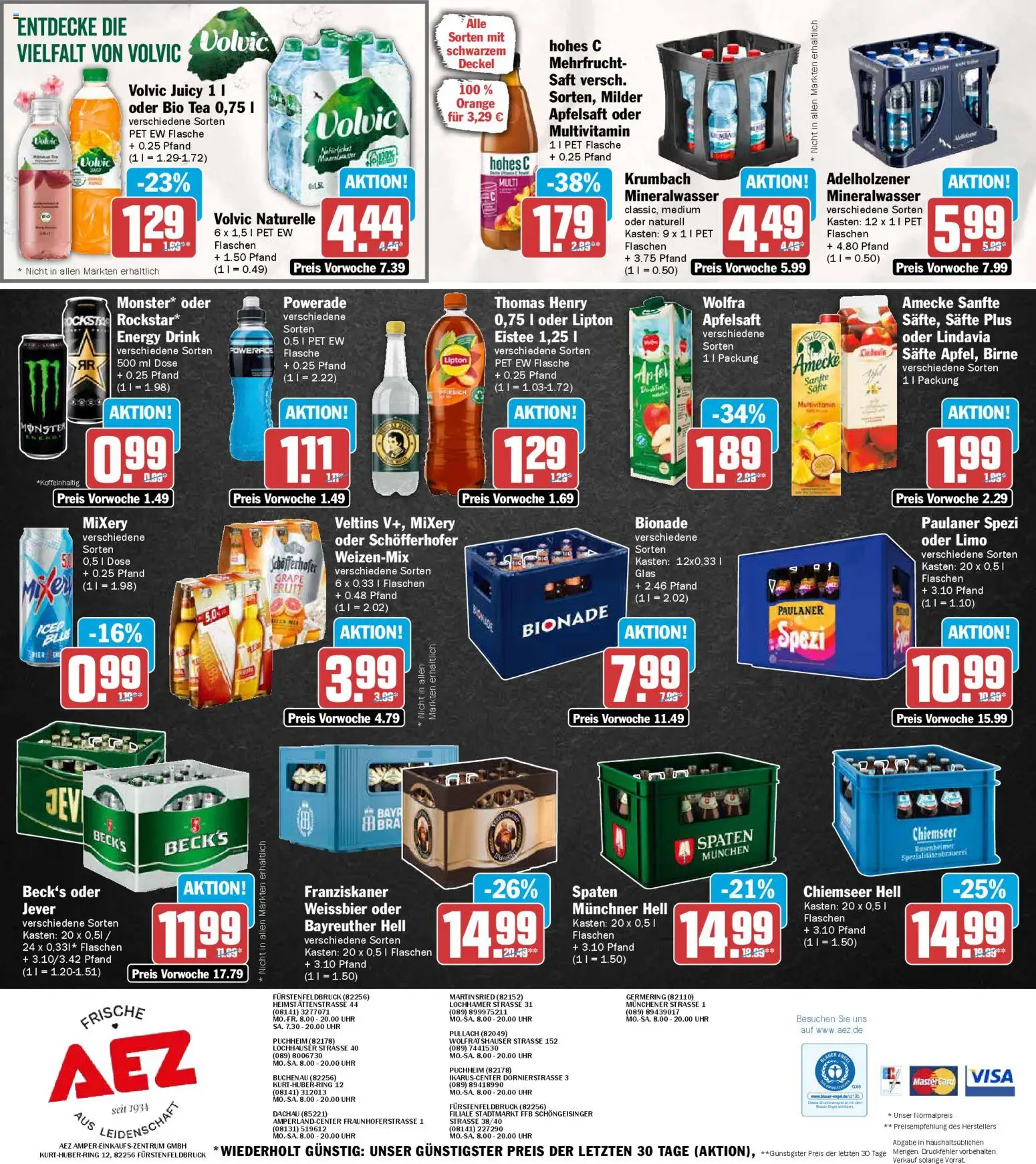 AEZ Prospekt 	 – gültig ab 20.04.2026 | Seite: 16 | Produkte: Bayreuther hell, Mineralwasser, Jever, Uhr