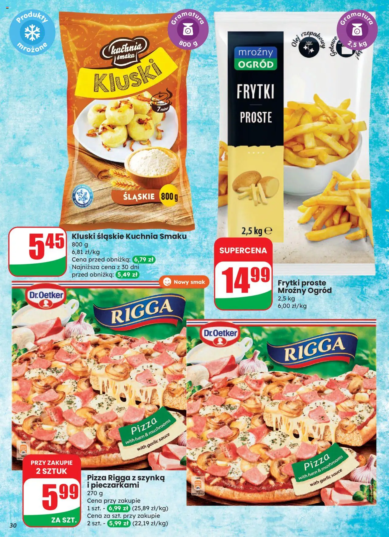 Dino Gazetka od 27.08.2025 | Strona: 30 | Produkty: Kluski śląskie, Olej, Pizza, Frytki