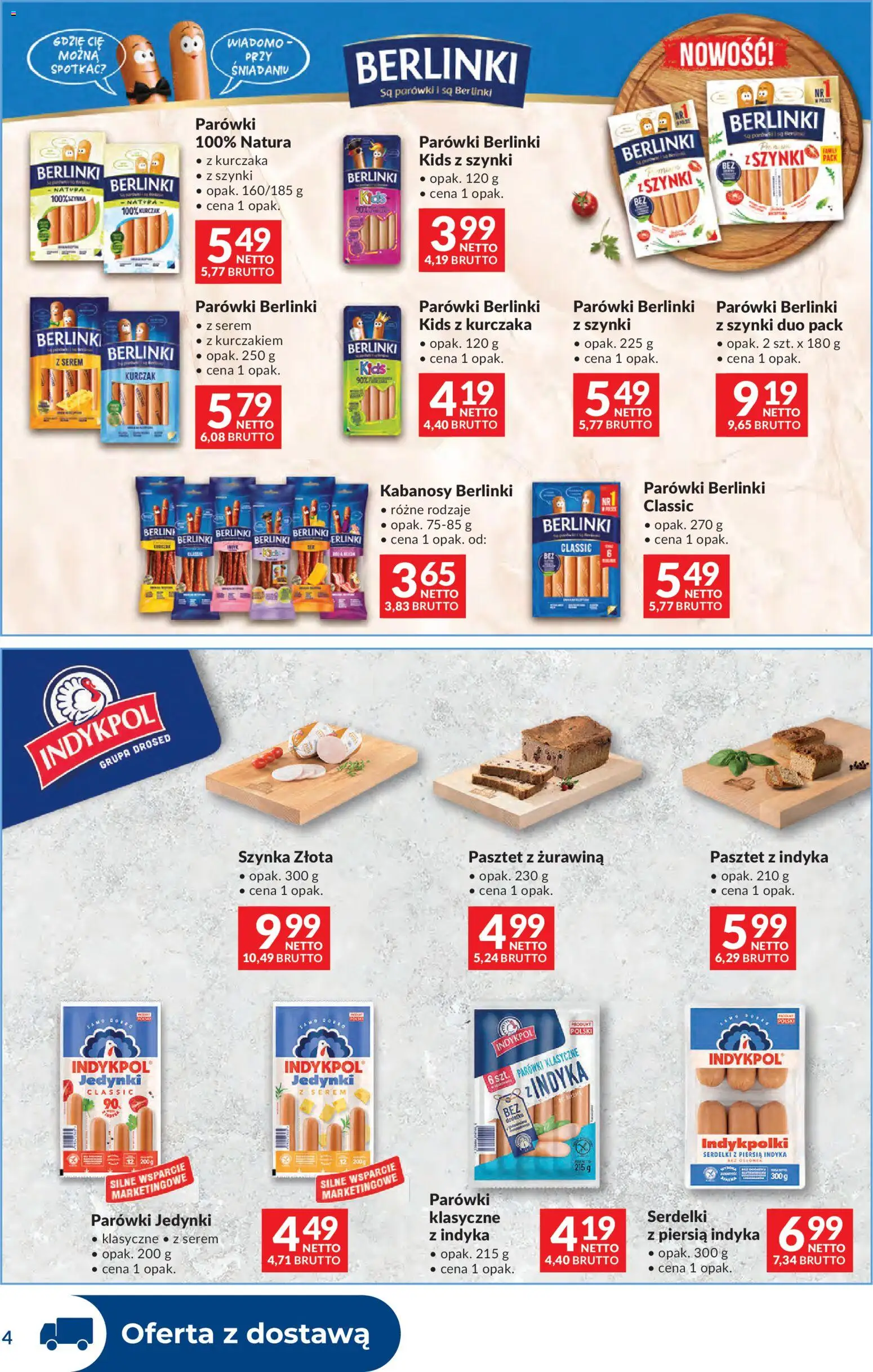Makro Gazetka - Dystrybucja do sklepów od 27.12.2025 | Strona: 4 | Produkty: Parówki berlinki, Pasztet z indyka, Parówki, Żurawina