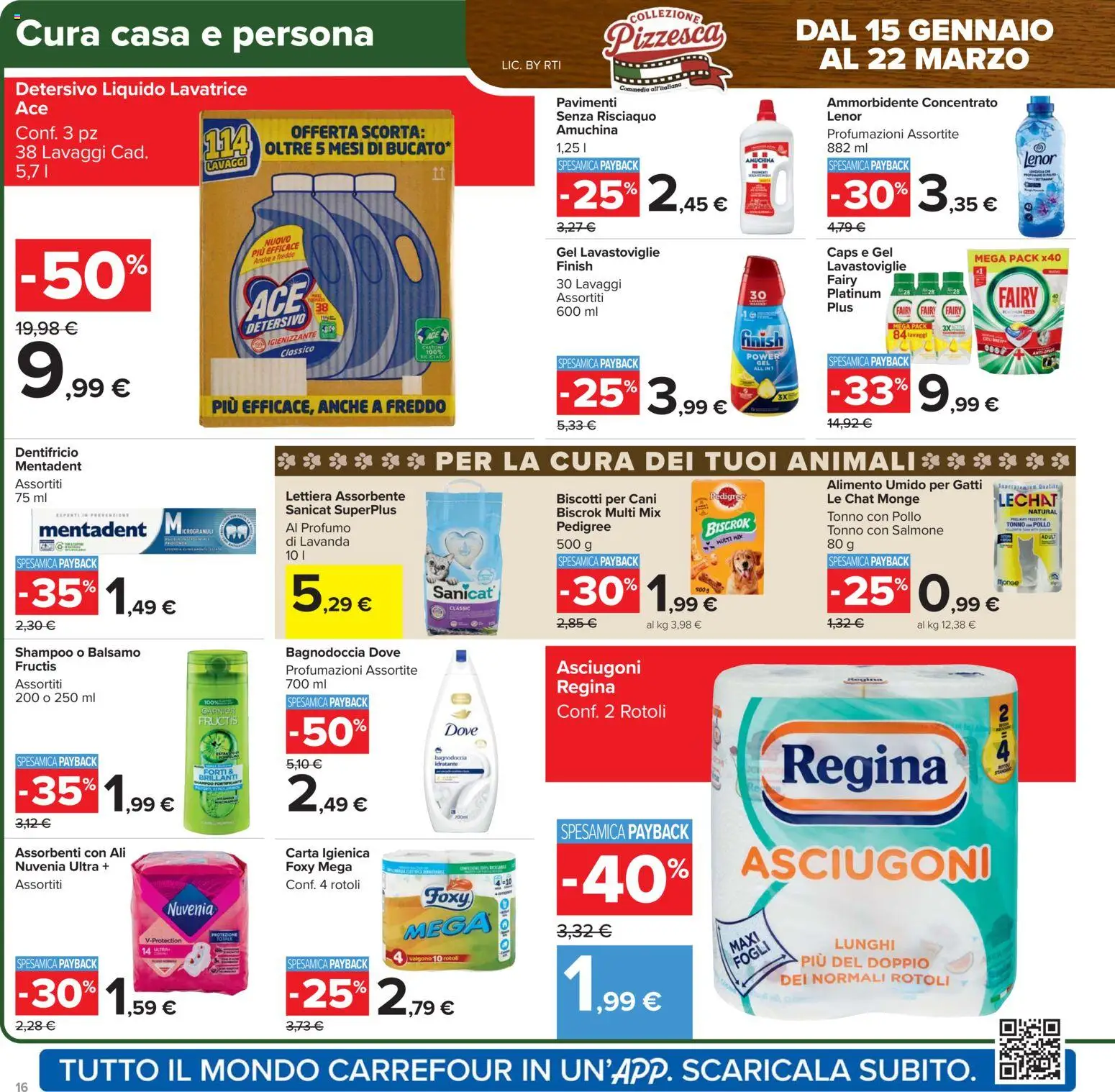 Volantino Carrefour del 15.01.2026 | Pagina: 16 | Prodotti: Carta igienica, Pollo, Salmone, Lavastoviglie
