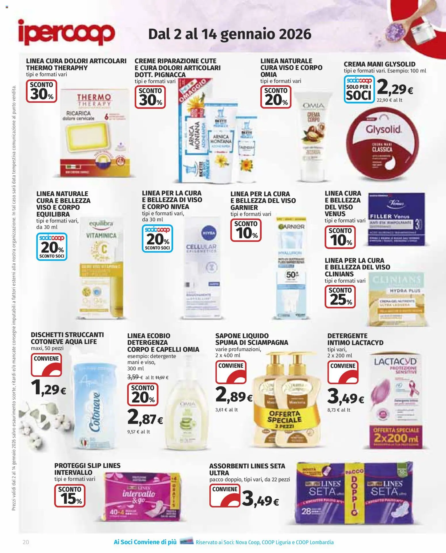 Volantino Ipercoop del 02.01.2026 | Pagina: 20 | Prodotti: Sapone, Proteggi slip, Slip, Data
