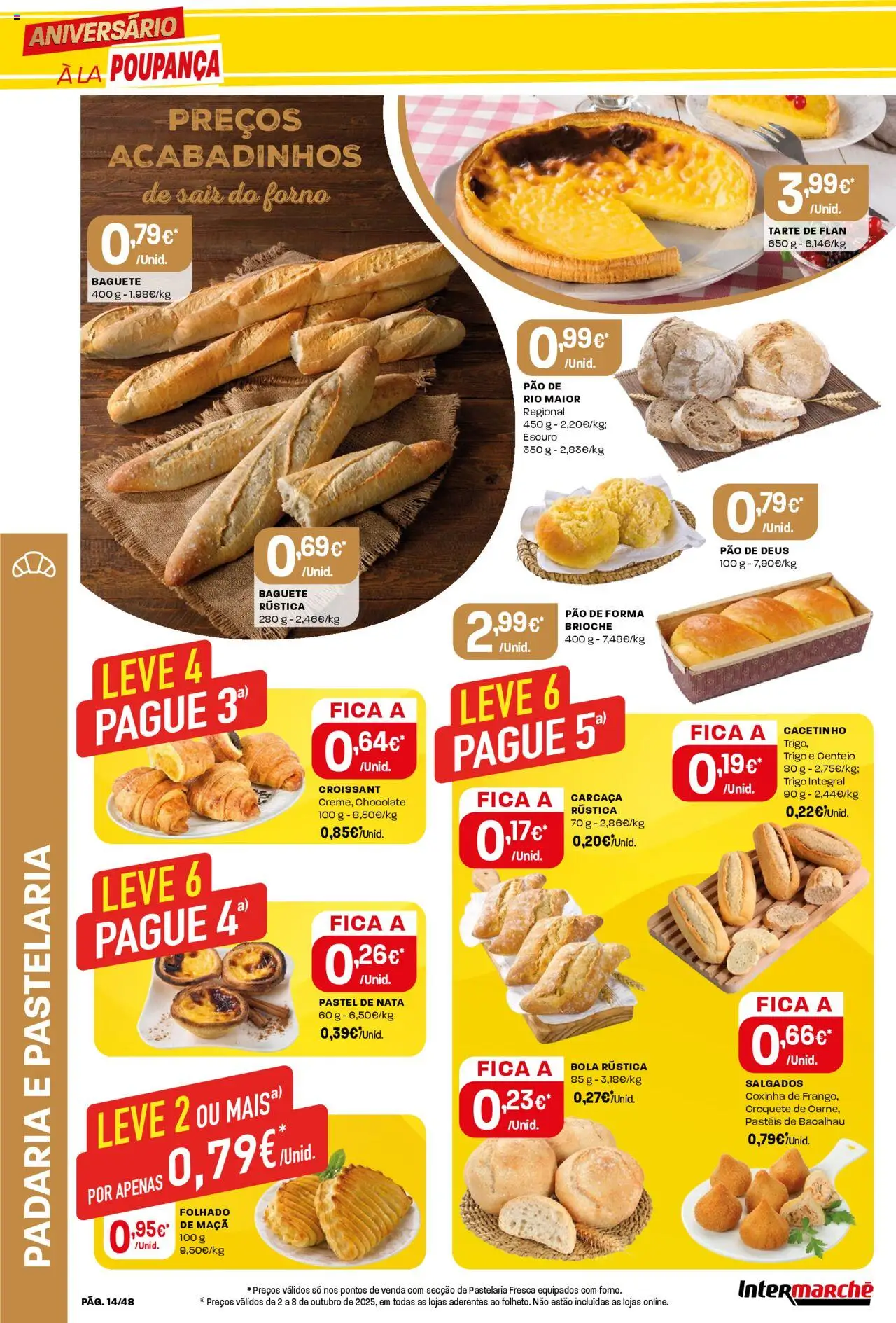 Intermarché folheto │ válido de 02.10.2025 | Página: 14 | Produtos: Bacalhau, Padaria, Centeio, Nata