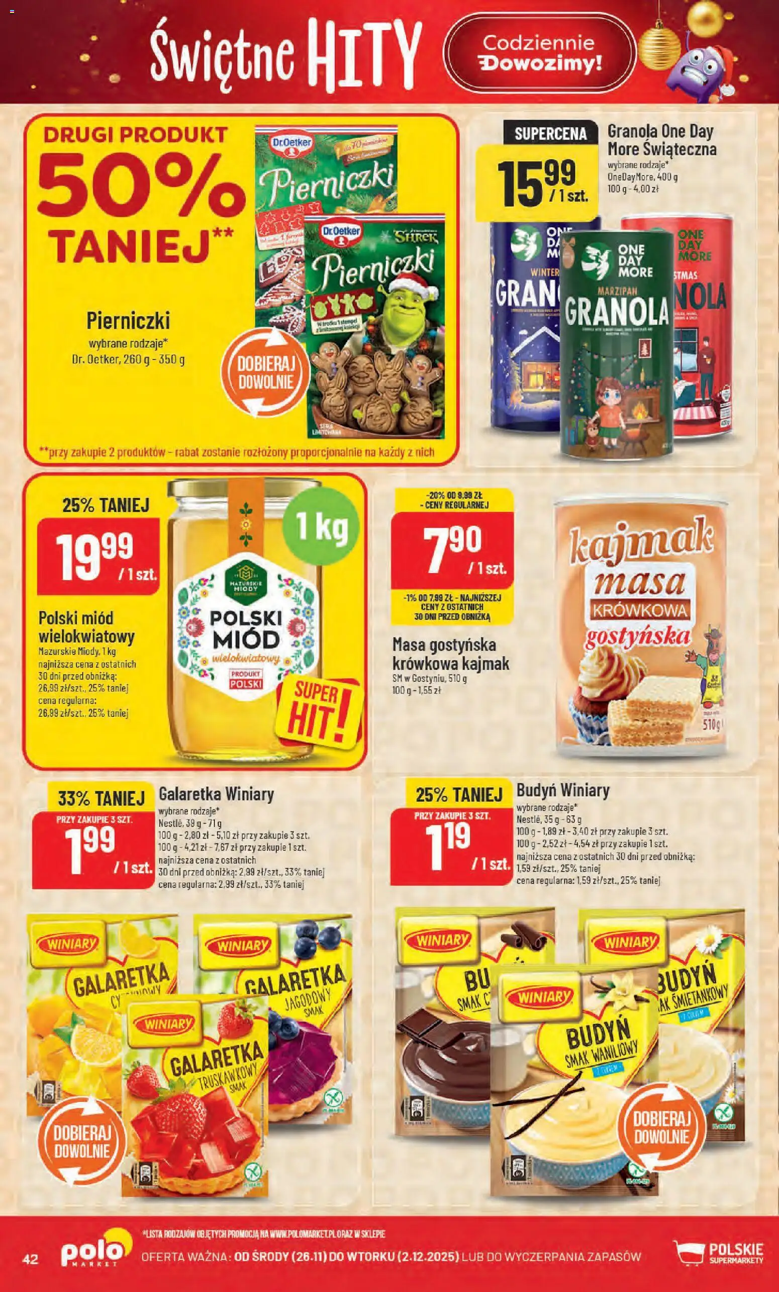POLOmarket Black Friday od 26.11.2025 | Strona: 42 | Produkty: Miód, Galaretka, Granola, Kajmak