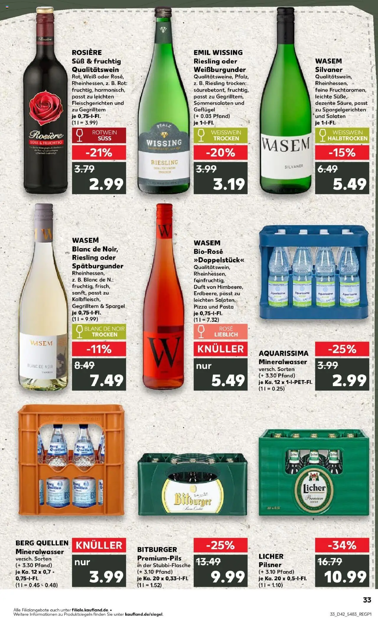 Kaufland prospekt Ingelheim Am Rhein	 – gültig ab 19.10.2025 | Seite: 33 | Produkte: Bitburger, Mineralwasser, Pasta, Pizza