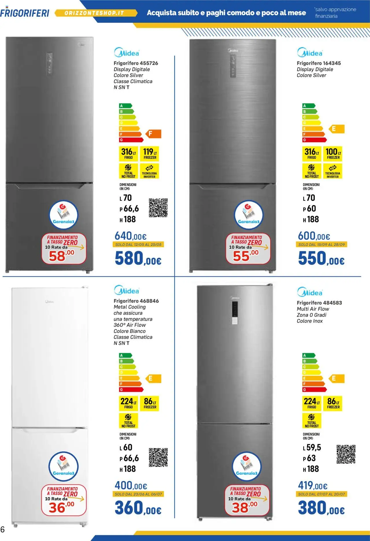 Volantino Orizzonte del 09.05.2025 | Pagina: 6 | Prodotti: Freezer, Frigorifero
