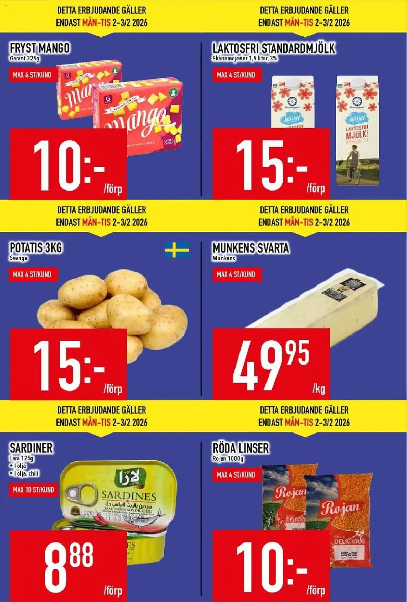 Matdax reklamblad aktuell från 02.02.2026 | Sida: 2 | Produkter: Galler, Olja, Potatis, Mango