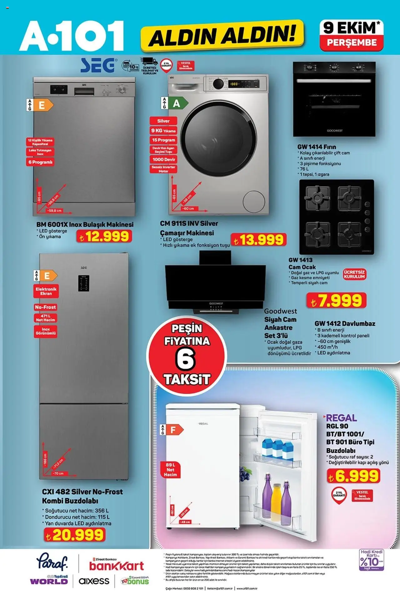 A101 Katalog Aldın Aldın - 09.10.2025 tarihinden itibaren geçerlidir | Sayfa: 6 | Ürünler: Davlumbaz, Ocak, Bulaşık makinesi, Izgara