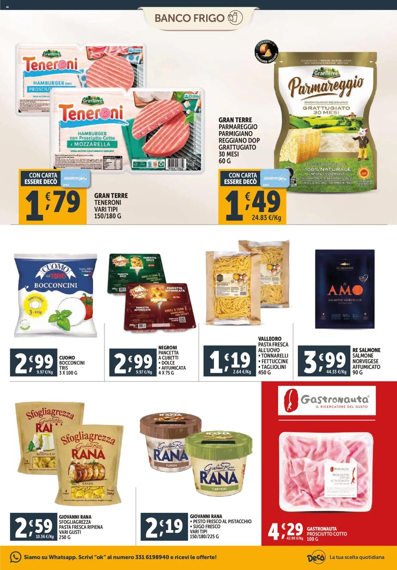 Volantino Decò del 16.10.2025 | Pagina: 9 | Prodotti: Prosciutto, Carciofi, Parmigiano reggiano, Fettuccine