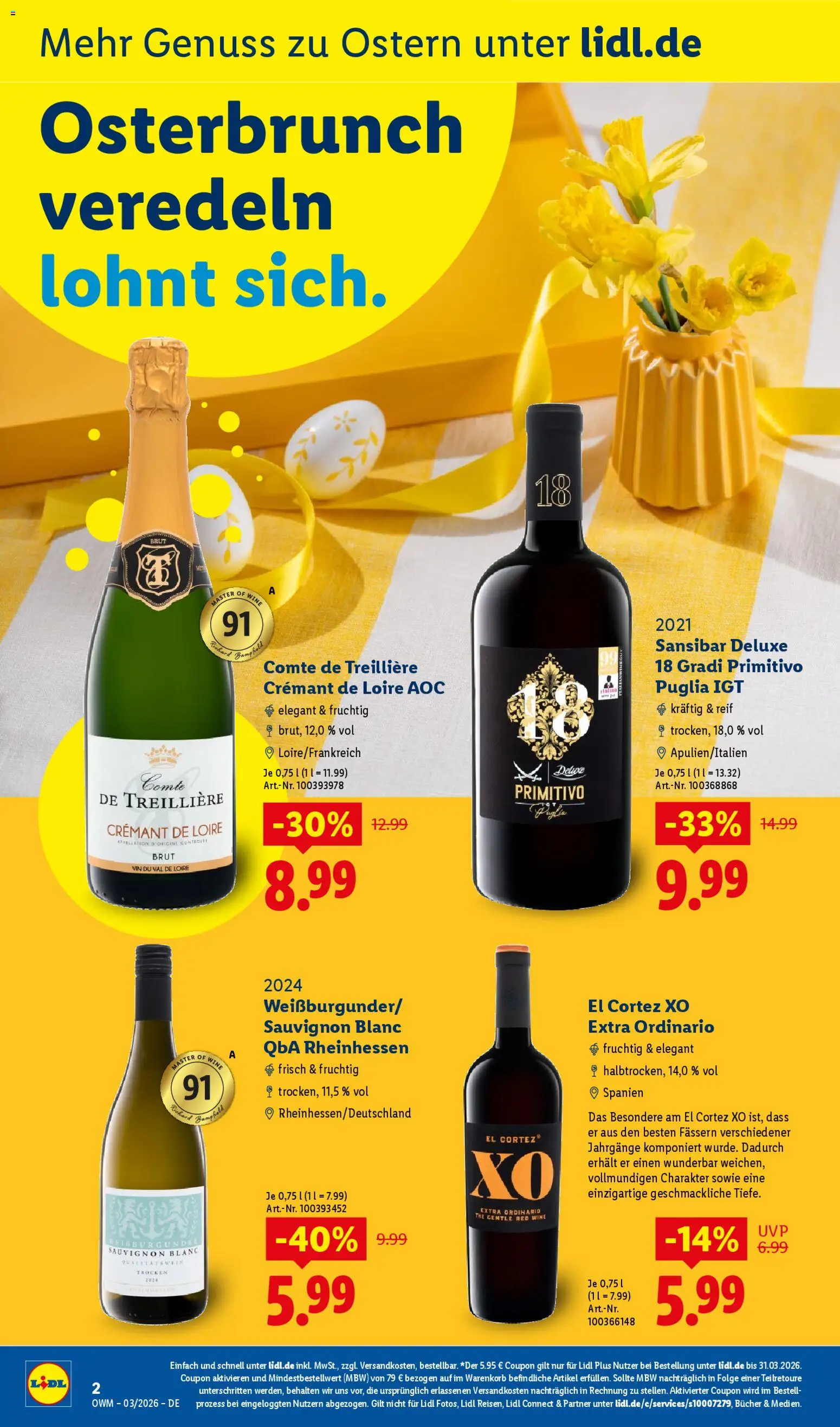 Lidl Německo leták - März od 01.03.2026 | Strana: 2 | Produkty: Vál, Primitivo, Deluxe