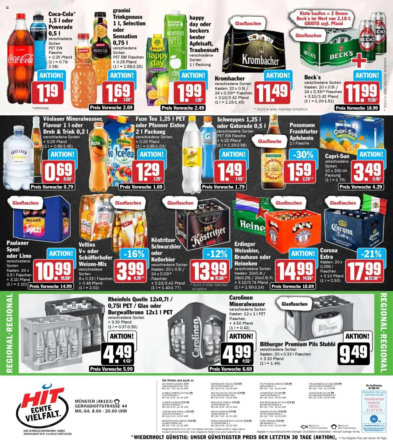 HIT Nordrhein-Westfalen - gültig ab dem 21.07.2025 | Seite: 18 | Produkte: Cola, Pfanner eistee, Granini, Paulaner