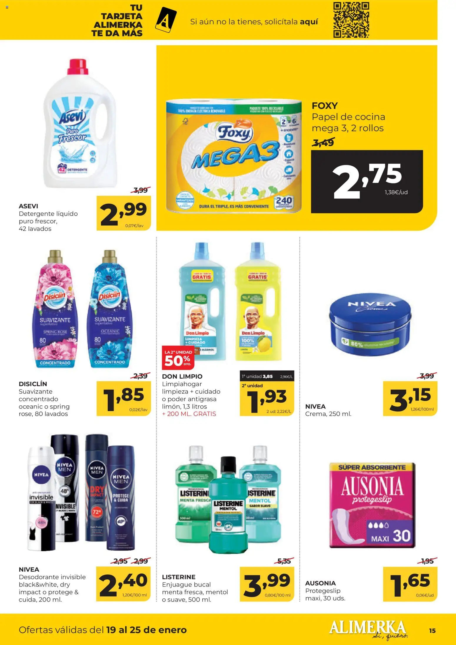 Alimerka folleto Castilla y León │ válido desde el 19.01.2026 | Página: 15 | Productos: Desodorante, Detergente líquido, Suavizante, Cocina