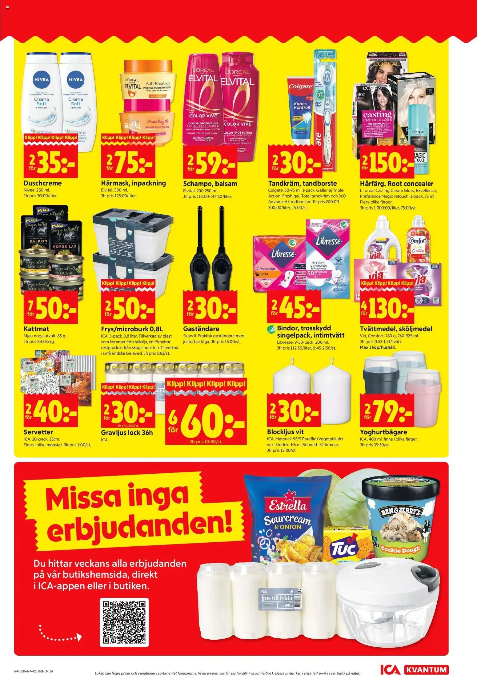 ICA Kvantum reklamblad aktuell från 27.10.2025 | Sida: 11 | Produkter: Tandkräm, Sköljmedel, Galler, Kattmat