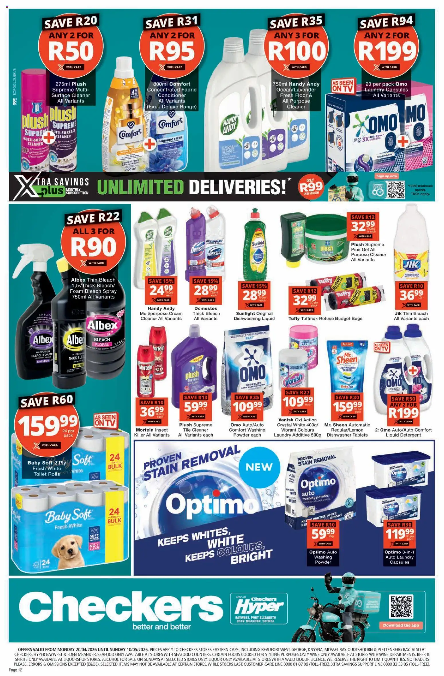 New Checkers catalogue – valid from 20.04.2026 | Page: 12 | Products: Dishwasher, Wine, Beer, Washing powder