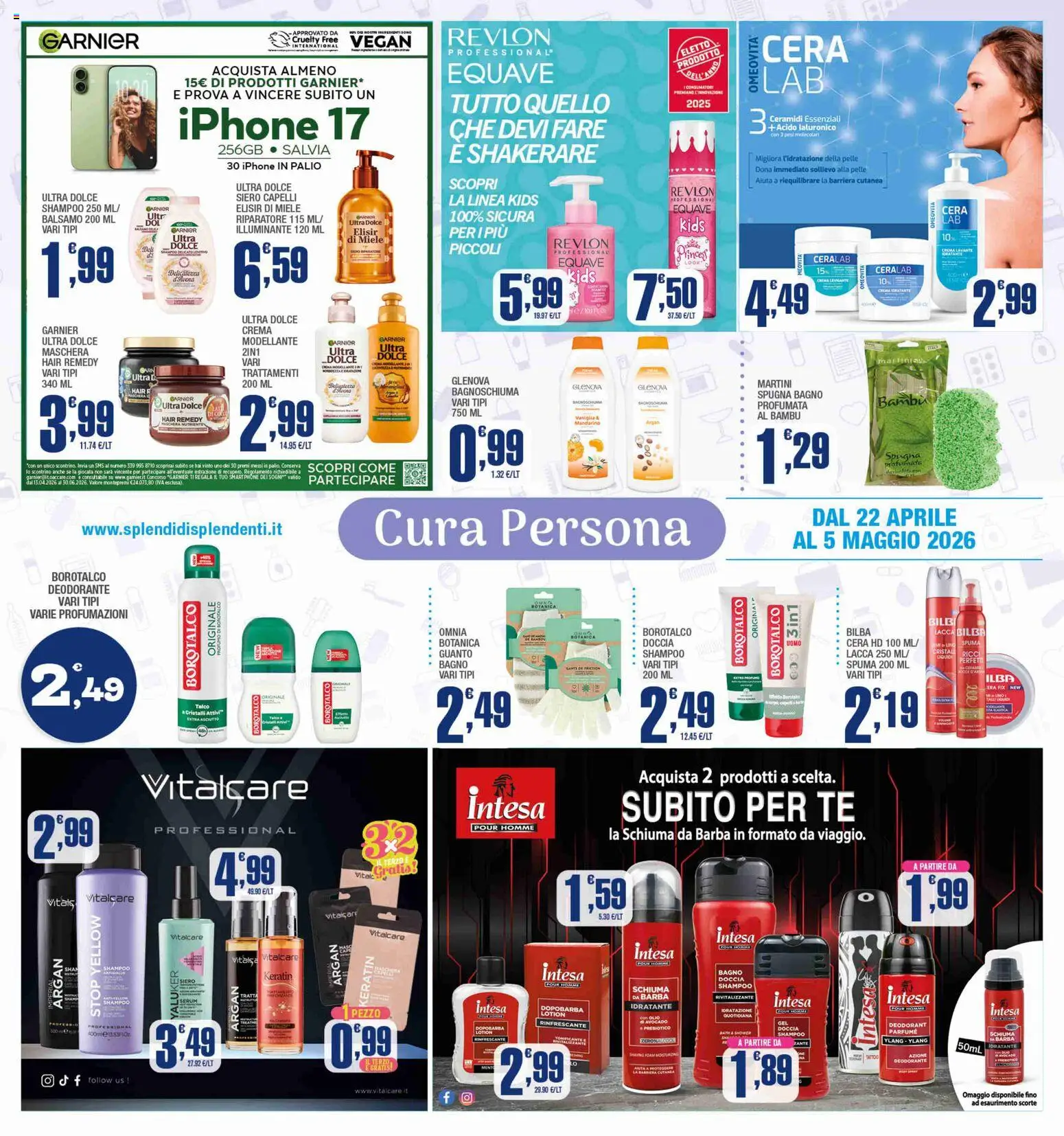 Volantino Splendidi e Splendenti del 22.04.2026 | Pagina: 3 | Prodotti: Dopobarba, Bagnoschiuma, Tè, Bagno