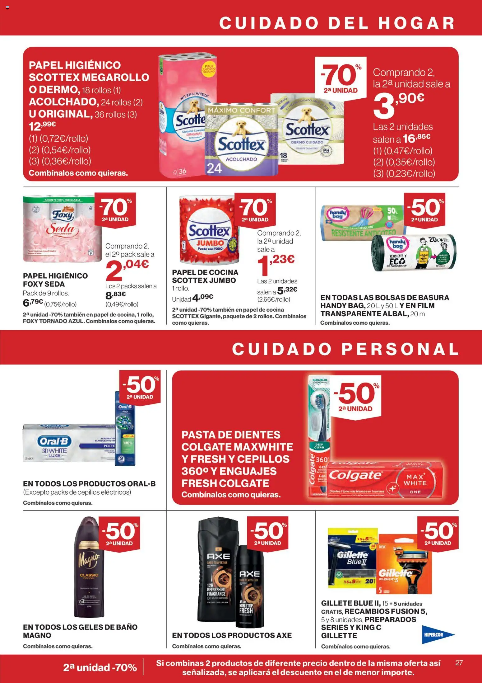 Hipercor catálogo │ válido desde el 12.02.2026 | Página: 27 | Productos: Papel higienico, Pasta, Δαμάσκηνο, Baño