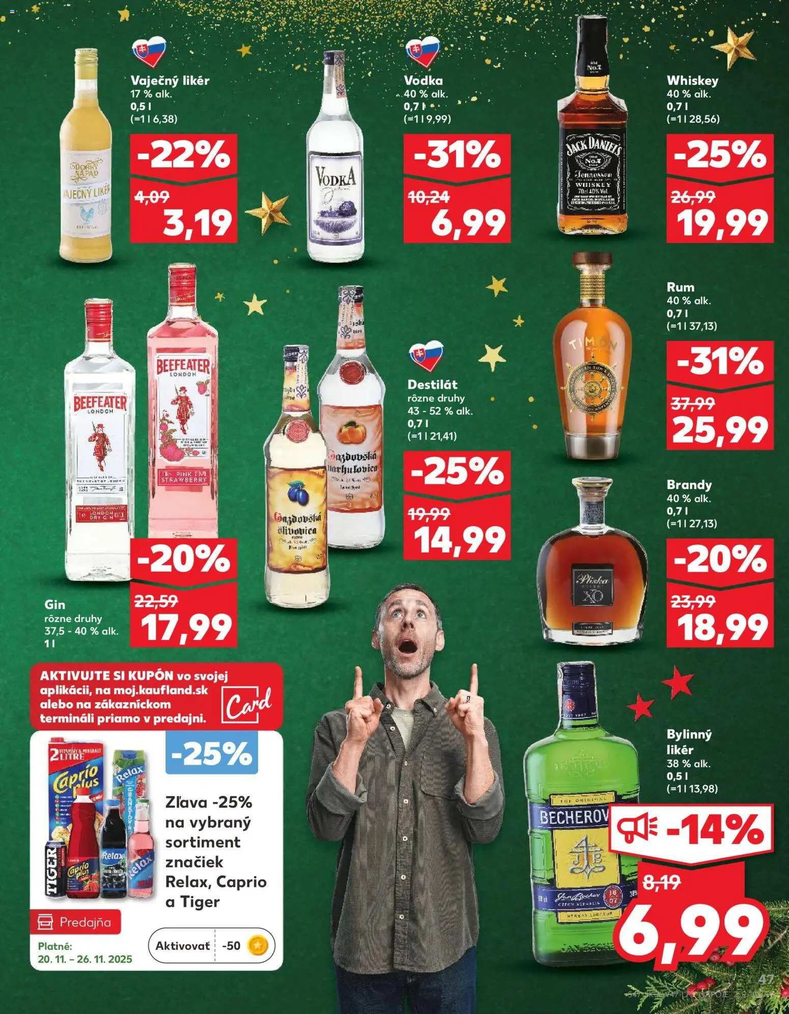 Nové Kaufland akcie – leták je platný od 20.11.2025 | Strana: 47 | Produkty: Brandy, Vodka, Destilát, Jack Daniel's