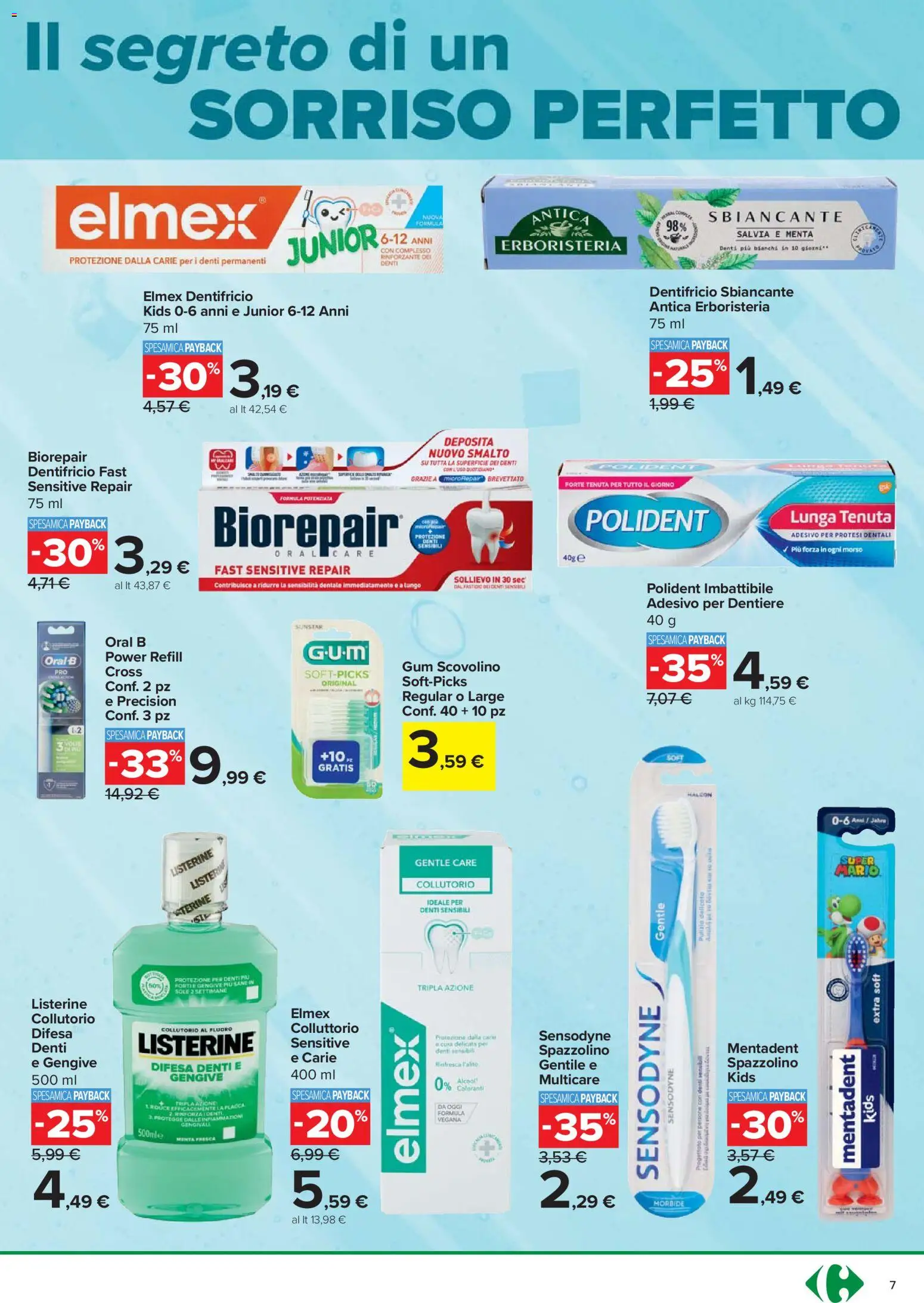 Volantino Carrefour del 08.04.2026 | Pagina: 7 | Prodotti: Dentifricio, Spazzolino, Collutorio, Menta