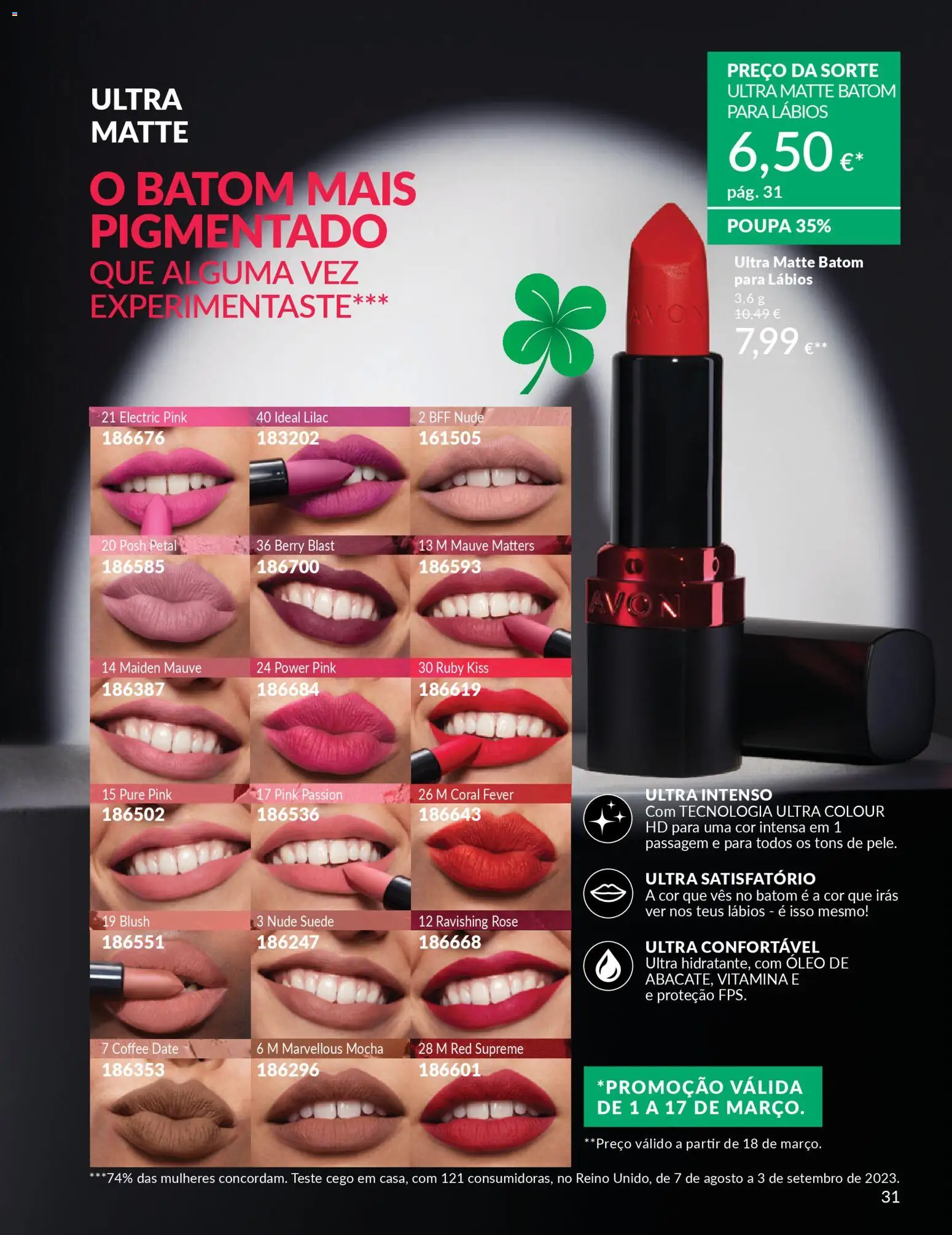 Catálogo Avon Campanha 3 │ válido de 01.03.2026 | Página: 31 | Produtos: Blush, Batom, Óleo