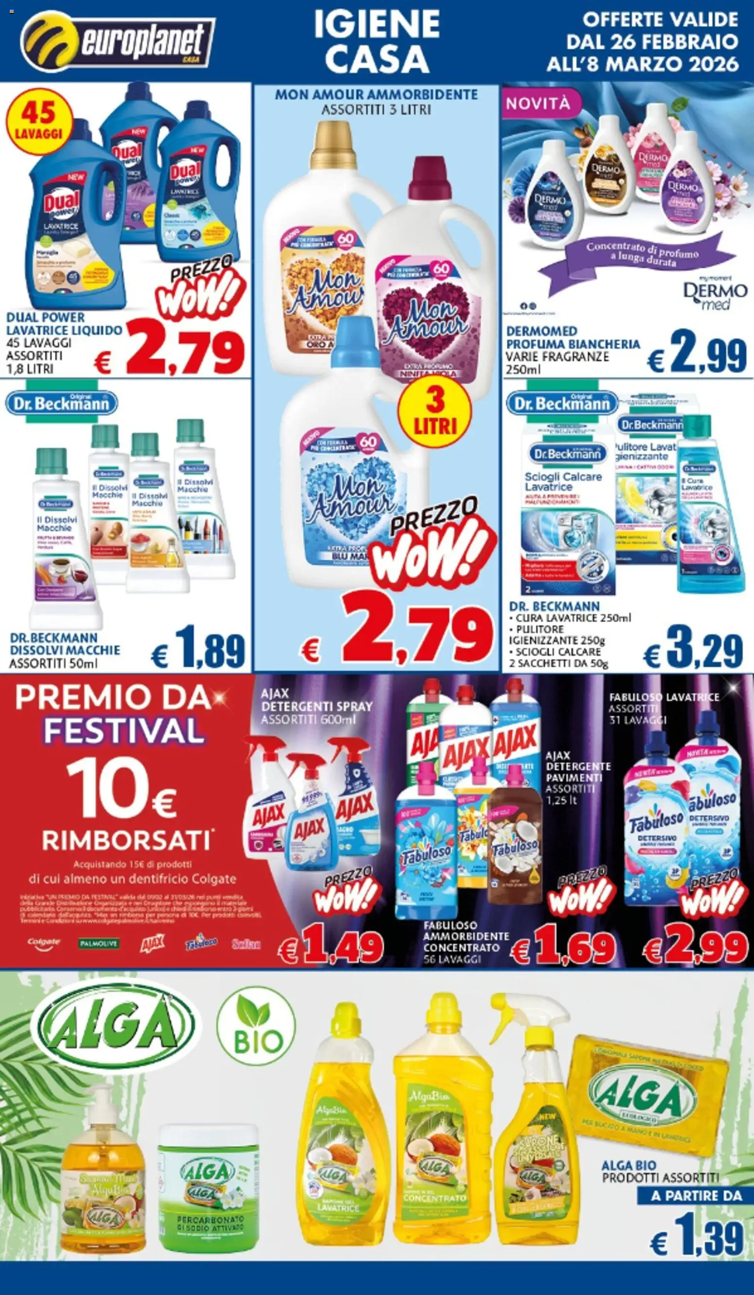 Volantino Europlanet Casa del 26.02.2026 | Pagina: 6 | Prodotti: Dentifricio, Ammorbidente, Detergente, Profumo