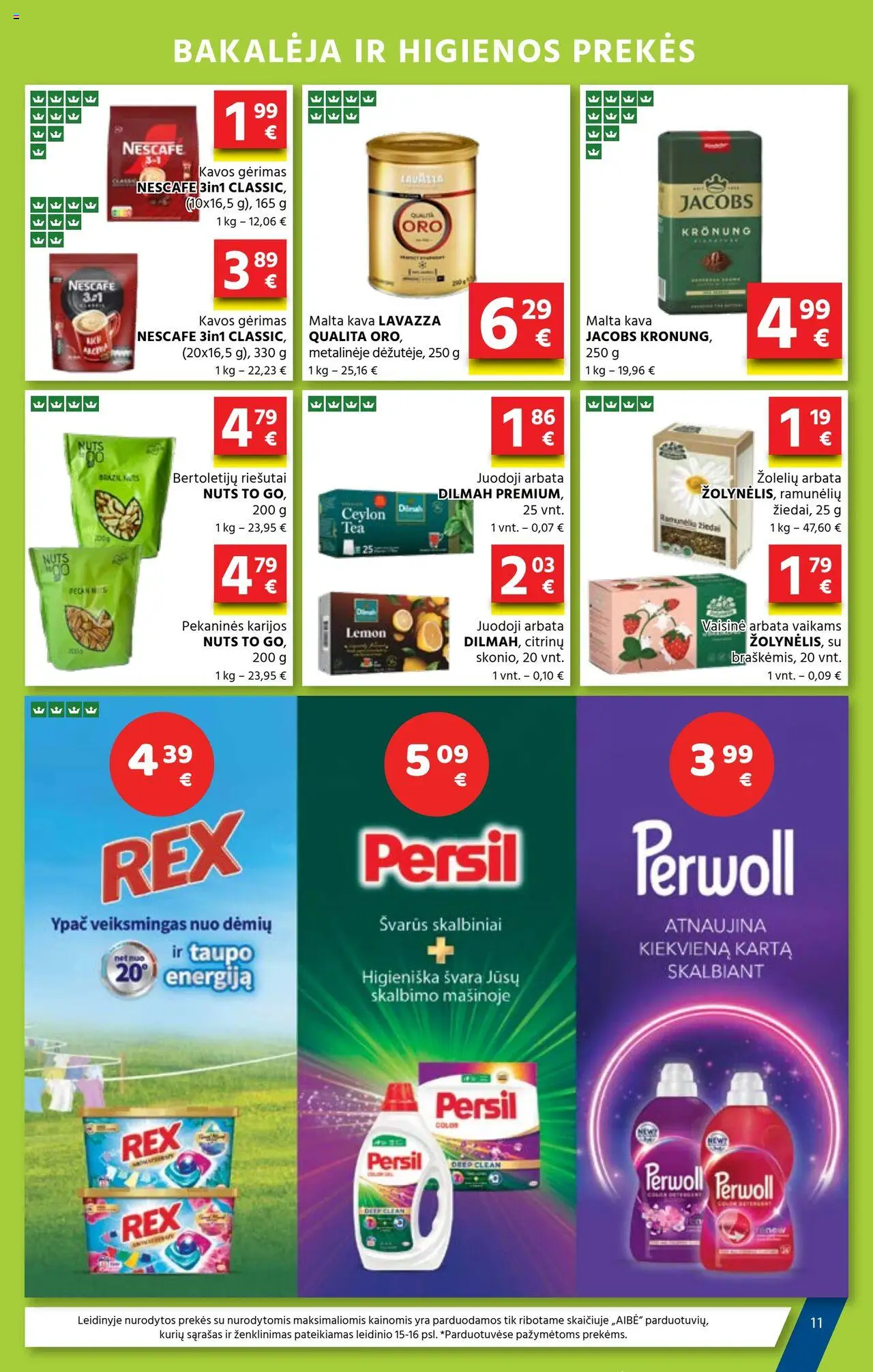 AIBE akcijos nuo 18.09.2025 | Puslapis: 11 | Prekių: Riešutai, Kava, Arbata