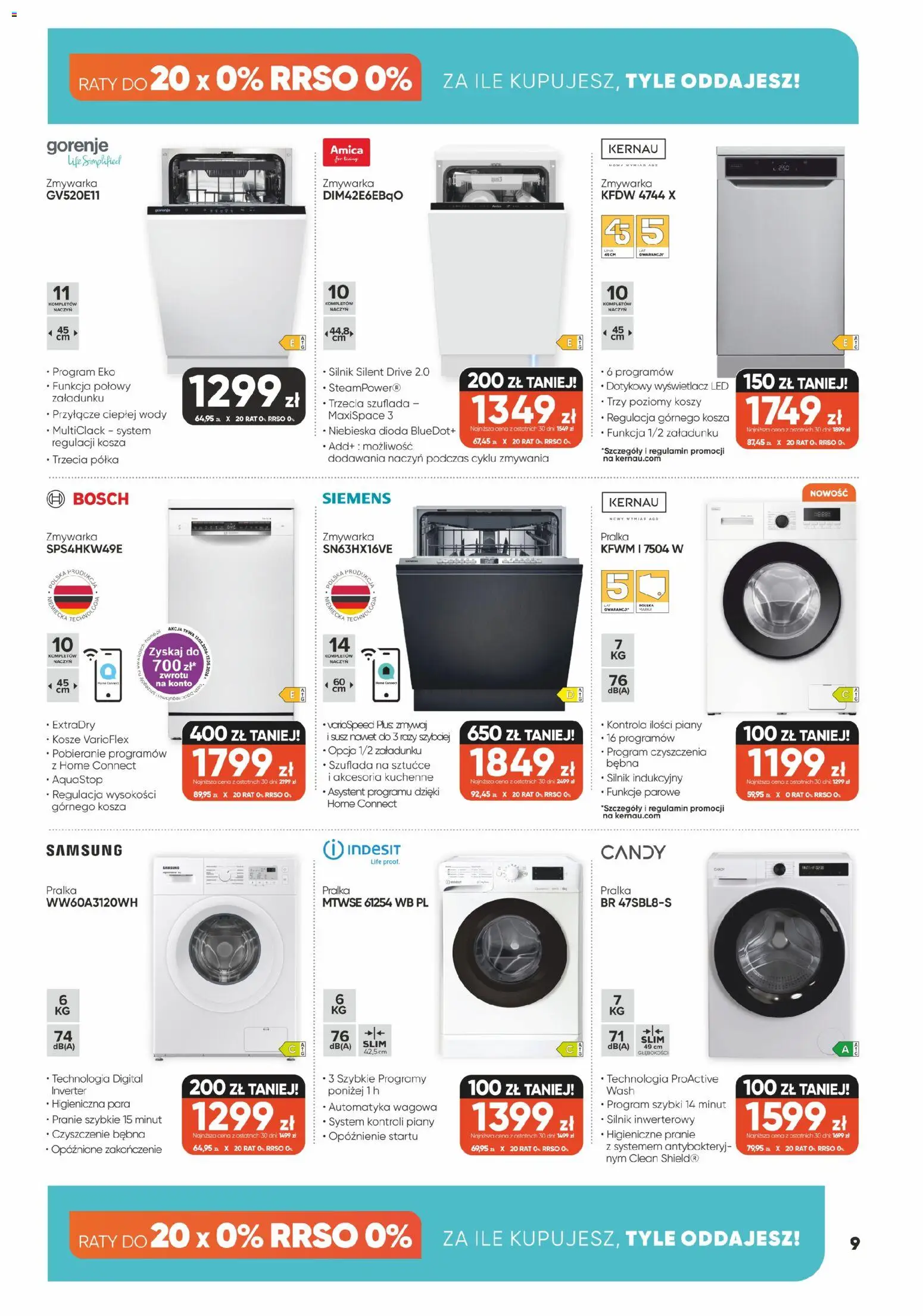 Max elektro gazetka od 02.03.2026 | Strona: 9 | Produkty: Pralka, Zmywarka, Półka, Sztućce