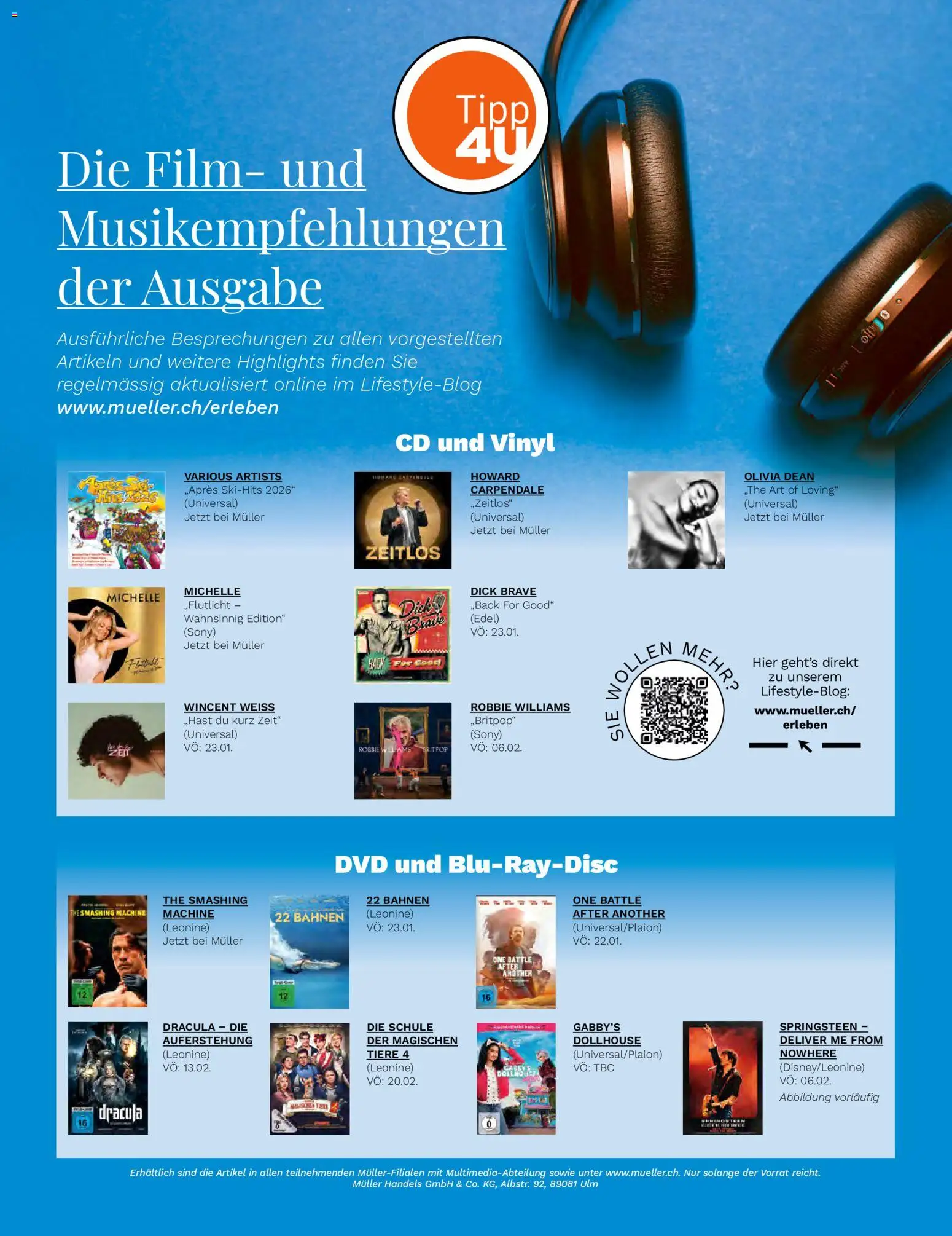 Müller Magazin – gültig ab 15.01.2026 | Seite: 52 | Produkte: DVD, Sony