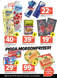 Coop X:-TRA reklamblad aktuell från 08.09.2025 | Sida: 3 | Produkter: Red bull, Galler, Ost, Granola