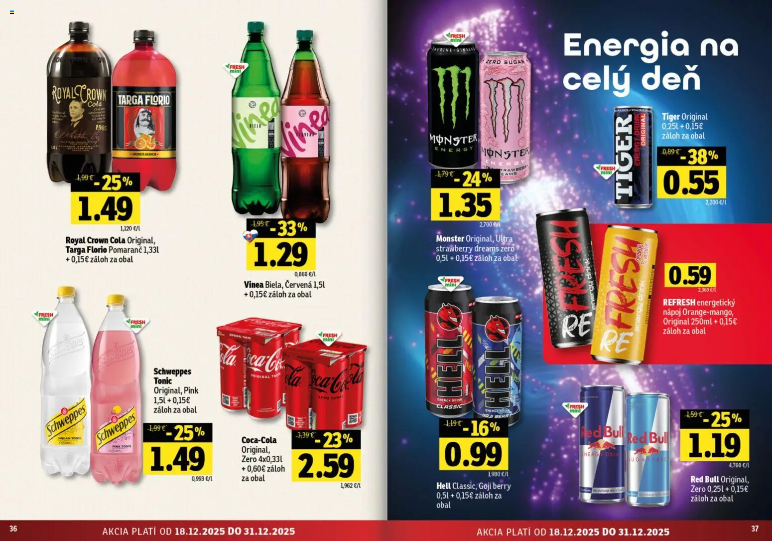 Nové Fresh akcie – leták je platný od 18.12.2025 | Strana: 17 | Produkty: Red Bull, Cola, Vinea