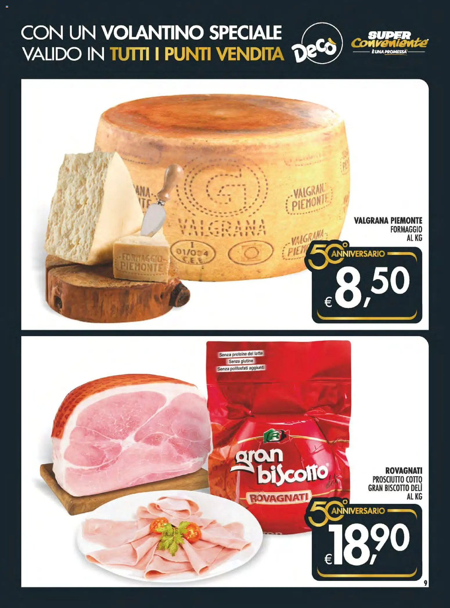 Volantino SuperConveniente del 23.04.2026 | Pagina: 9 | Prodotti: Prosciutto Cotto, Latte, Formaggio, Prosciutto