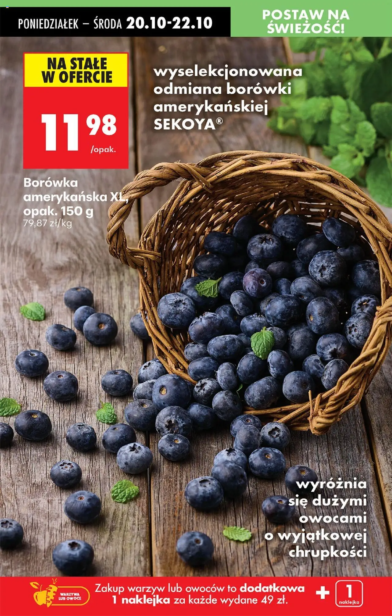 Biedronka gazetka od 20.10.2025 | Strona: 20 | Produkty: Borówka amerykańska, Warzywa, Owoce