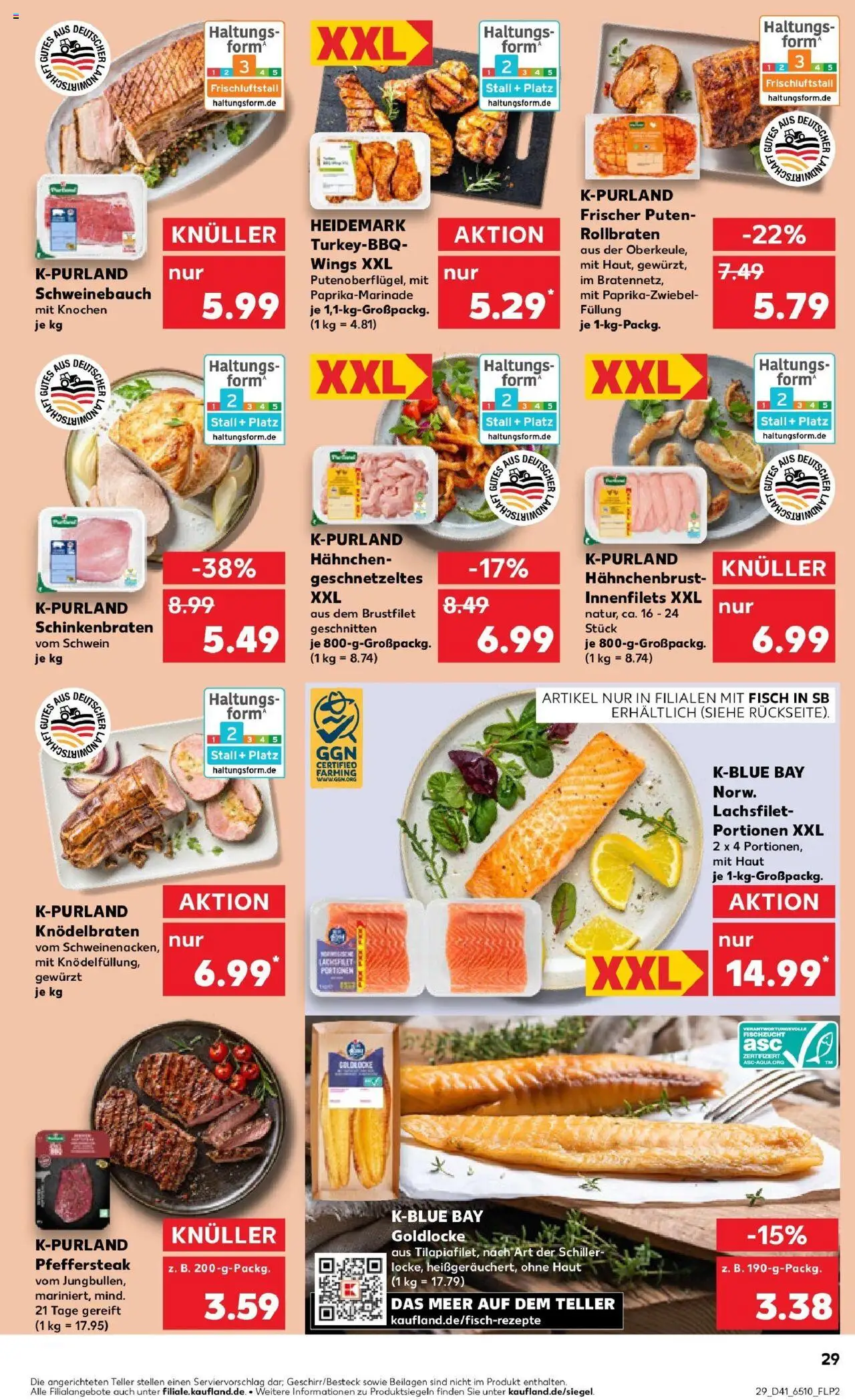 Kaufland prospekt Emmerich Am Rhein	 – gültig ab 09.10.2025 | Seite: 29 | Produkte: Schweinebauch, Fisch, Steak, Hahnchenbrust