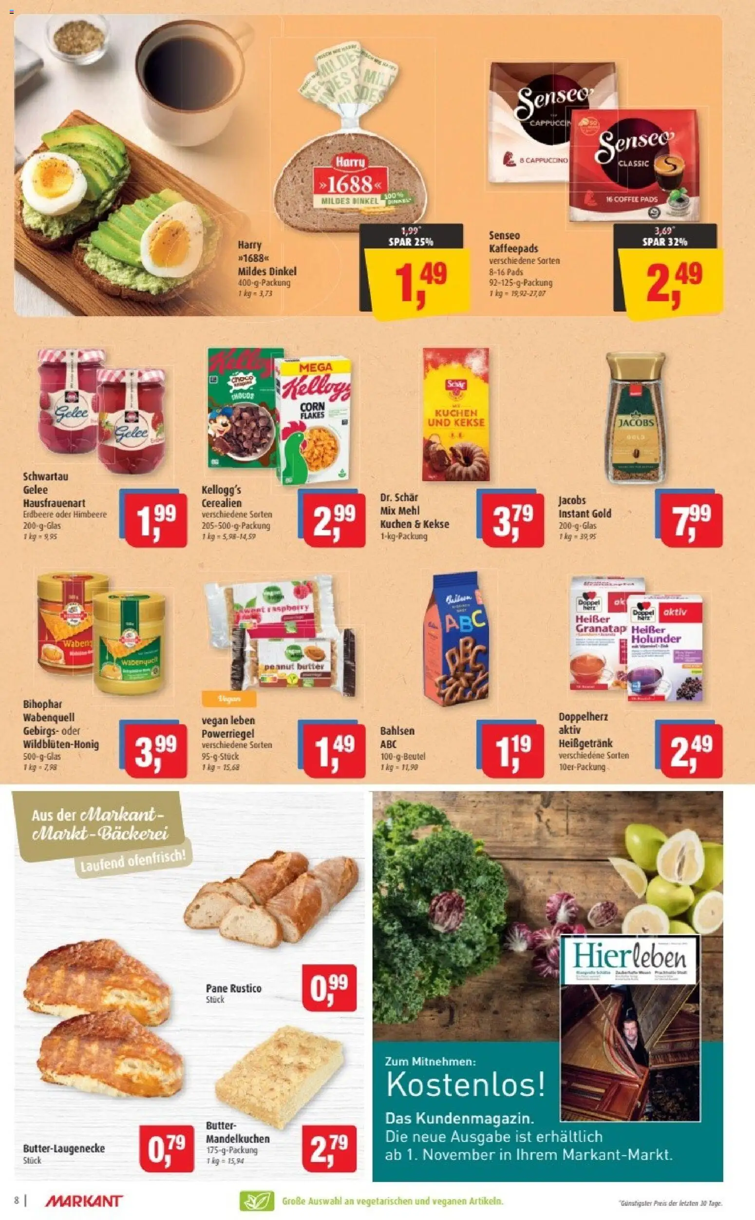 Markant Prospekt 	 – gültig ab 03.11.2025 | Seite: 8 | Produkte: Senseo, Butter, Pane, Kuchen