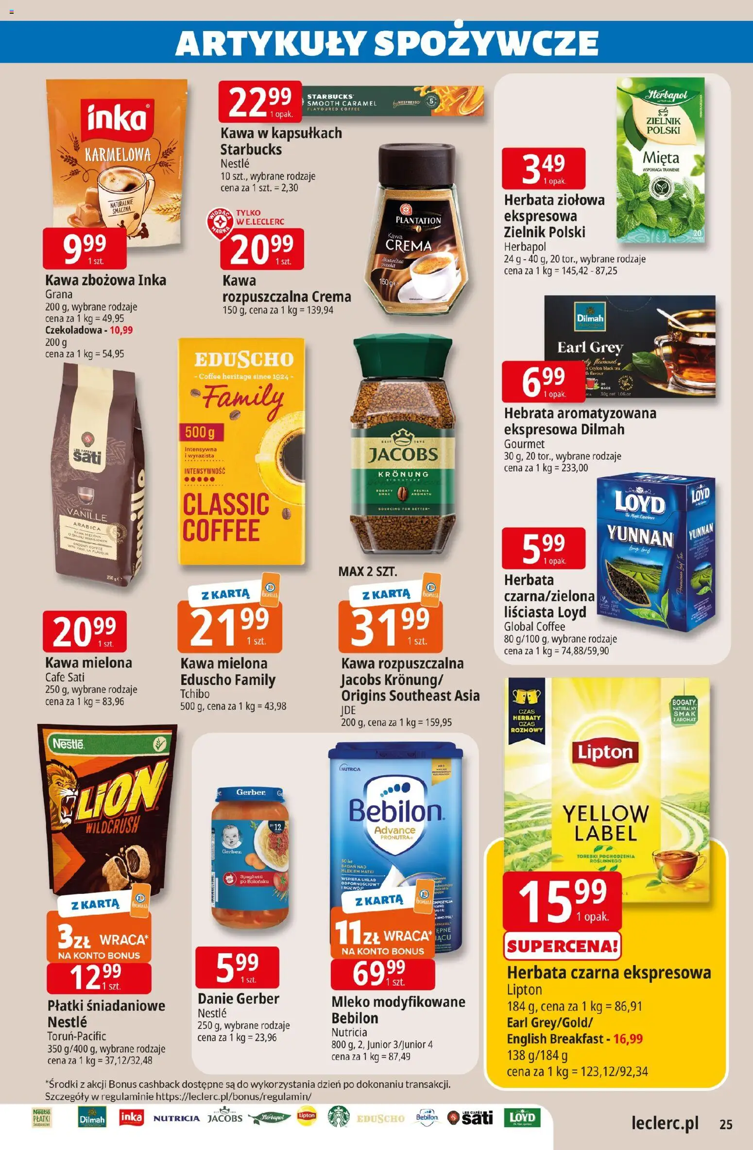 E.Leclerc gazetka - Zielona Góra od 10.03.2026 | Strona: 25 | Produkty: Kawa rozpuszczalna, Mięta, Herbata, Płatki