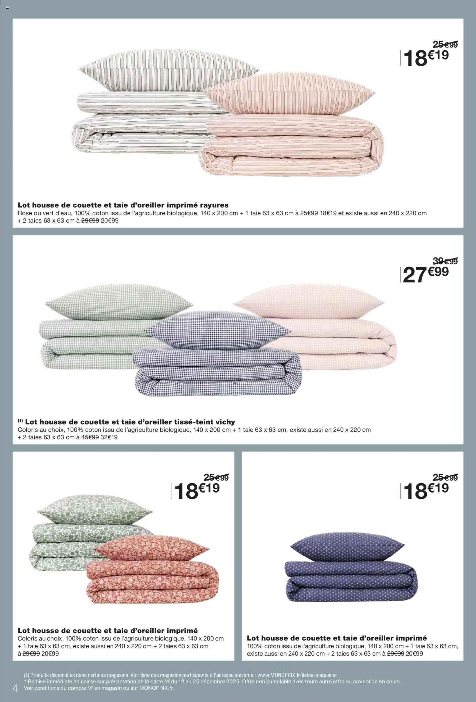 {H1} | Page: 4 | Produits: Taie d'oreiller, Coton, Housse de couette, Couette