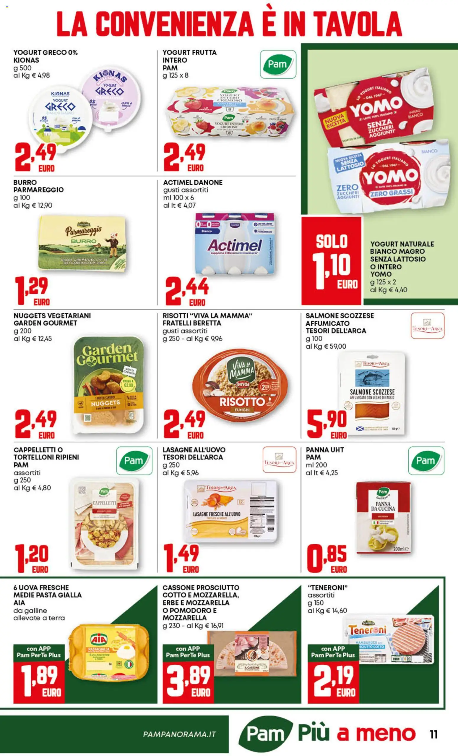 Volantino PAM del 06.11.2025 | Pagina: 11 | Prodotti: Prosciutto Cotto, Yogurt, Mozzarella, Pasta