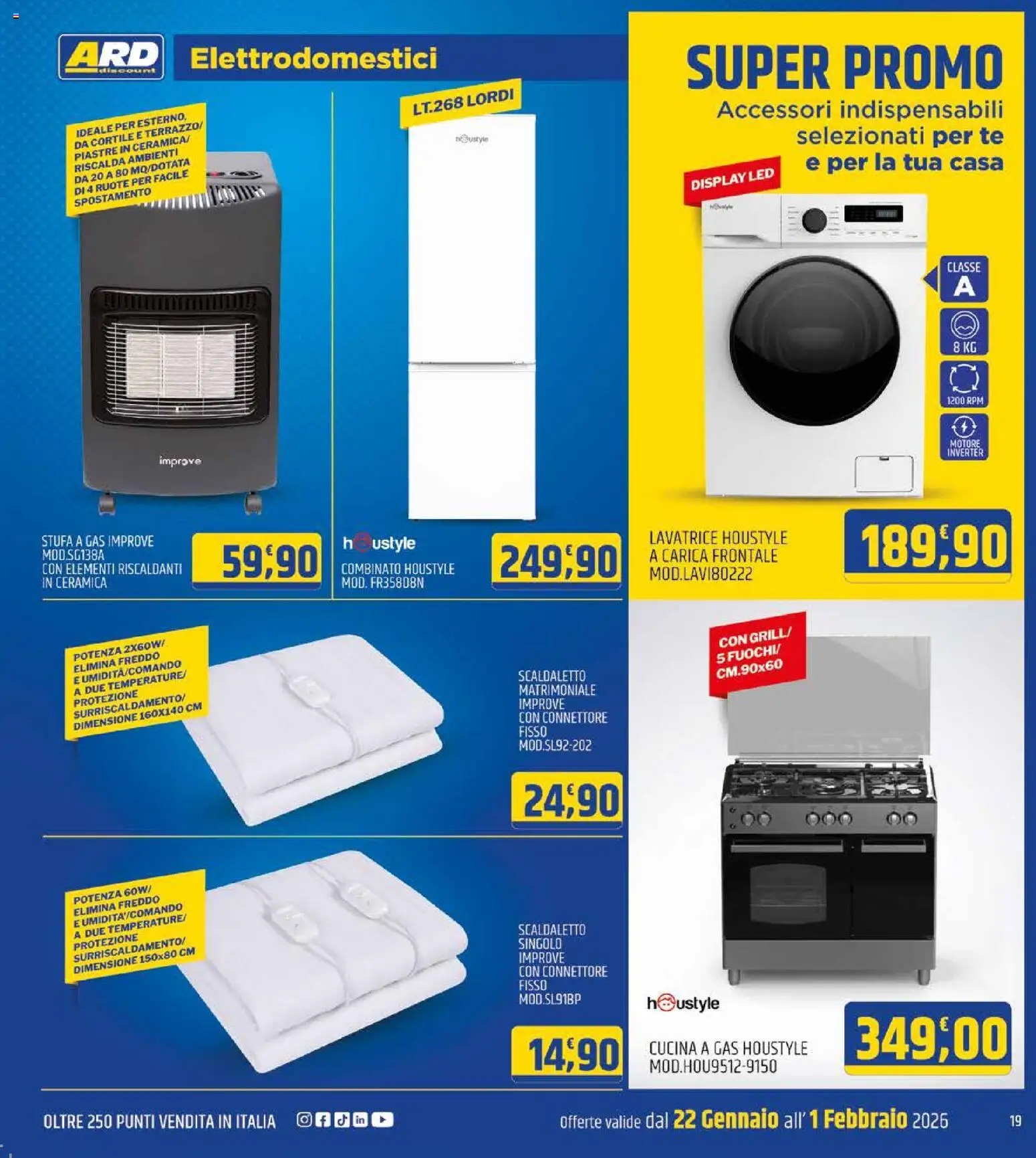 Volantino ARD Discount del 20.01.2026 | Pagina: 19 | Prodotti: Stufa, Lavatrice, Connettore, Stufa a gas