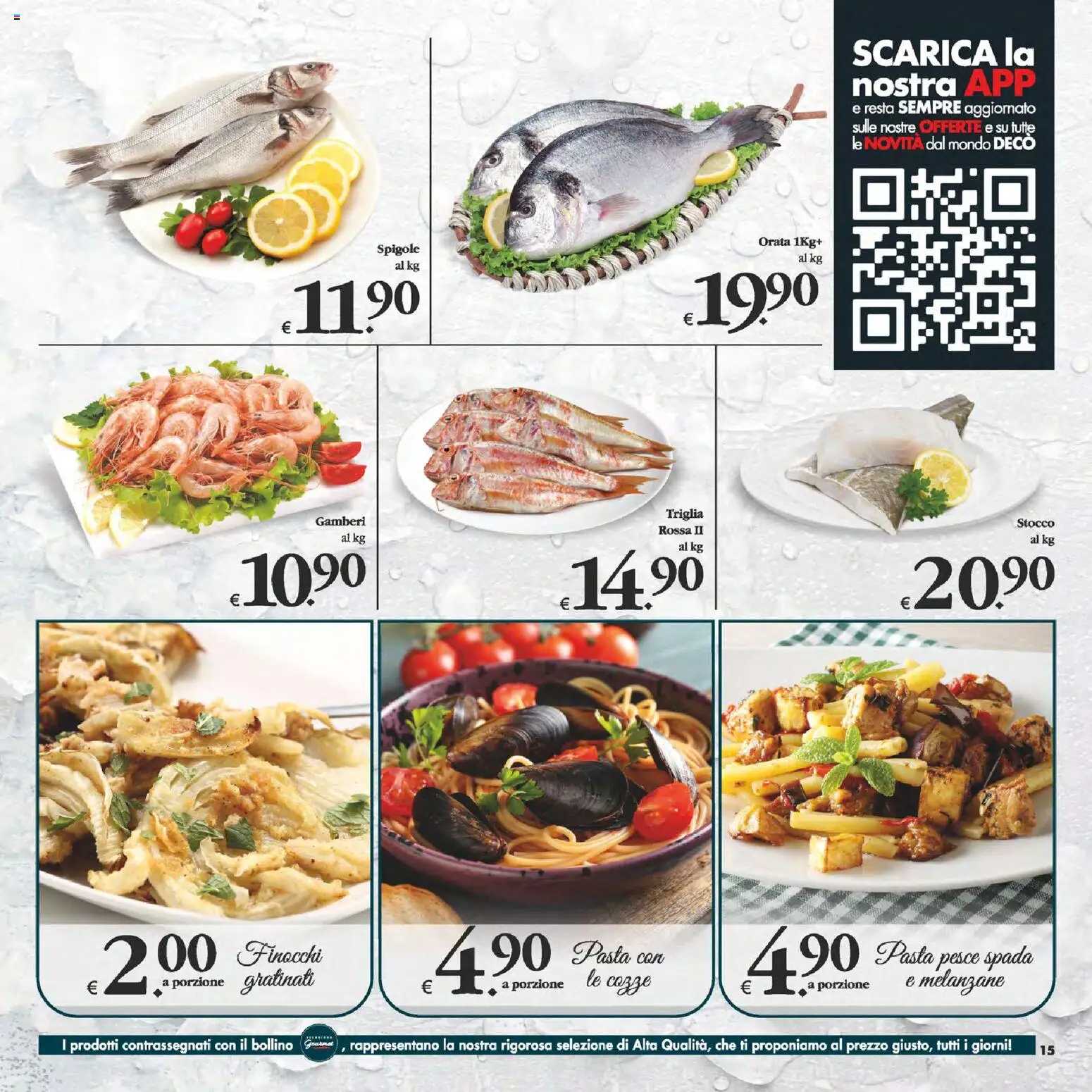 Volantino Decò del 06.03.2026 | Pagina: 15 | Prodotti: Cozze, Orata, Finocchi, Pesce spada
