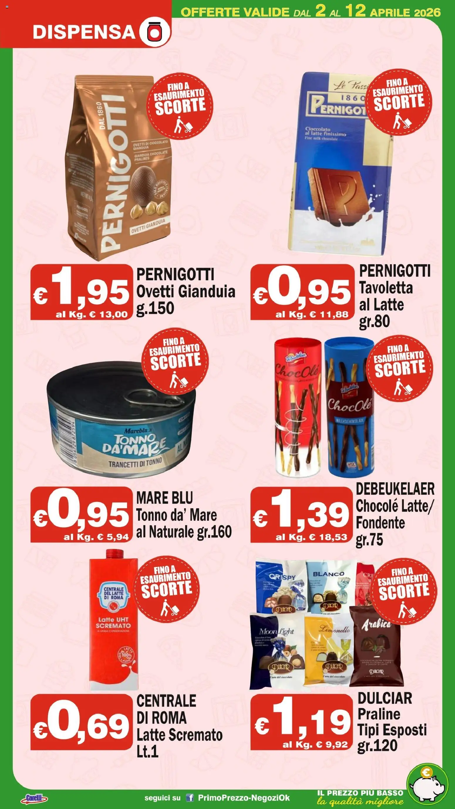 Volantino Primo Prezzo del 02.04.2026 | Pagina: 19 | Prodotti: Cioccolato, Latte, Tonno