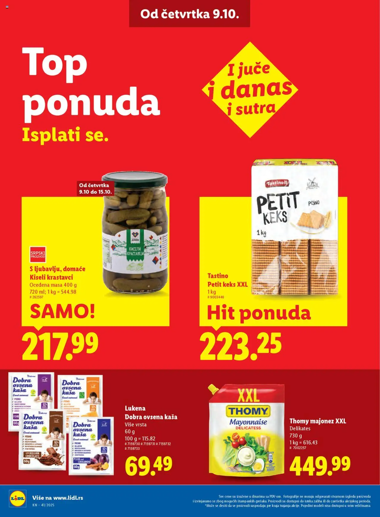 Lidl katalog - važi od 09.10.2025 | Strana: 16 | Proizvode: Majonez, Kiseli krastavci, Krastavci, Ovsena kaša