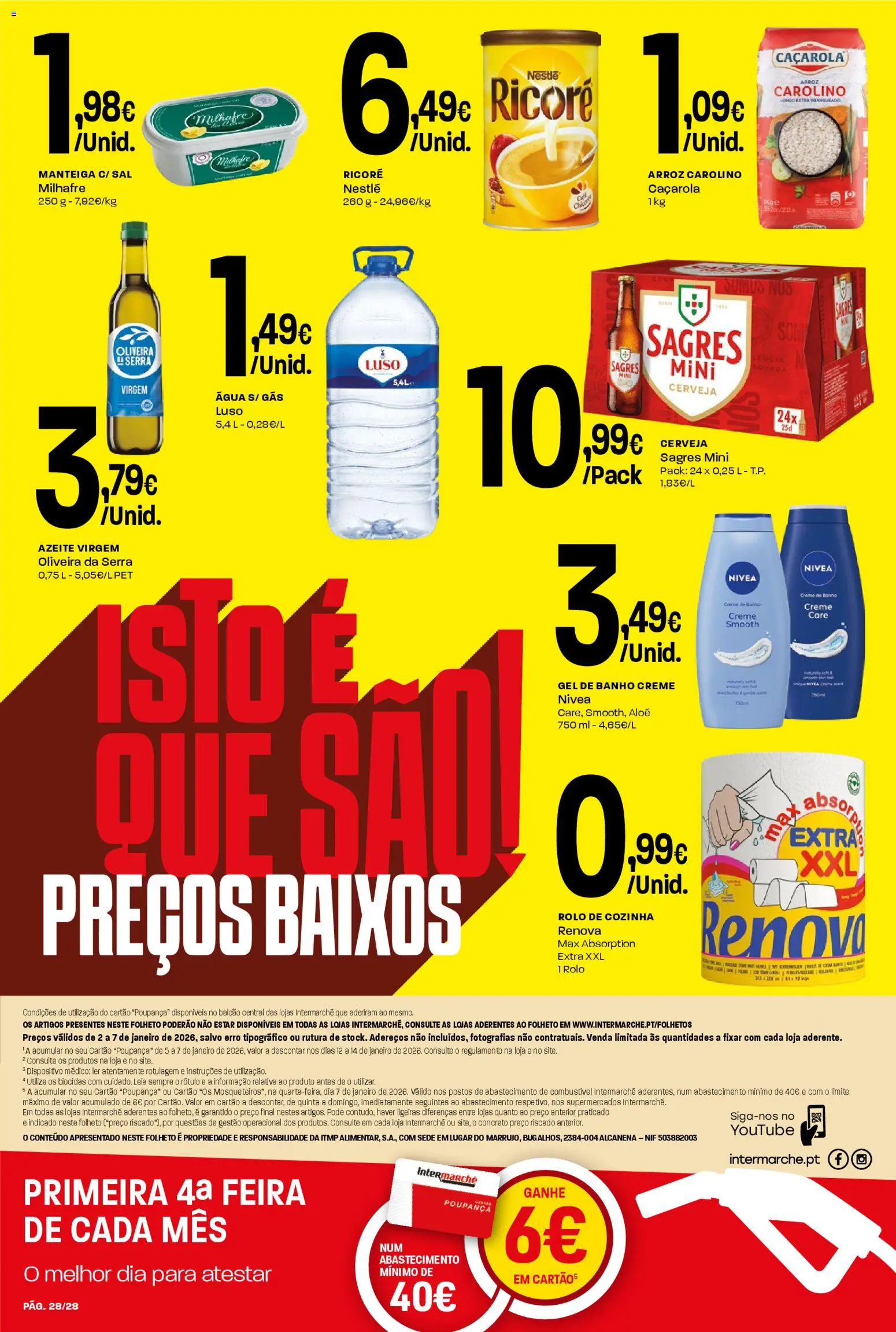 Intermarché folheto │ válido de 02.01.2026 | Página: 28 | Produtos: Manteiga, Nestlé, Cerveja, Creme