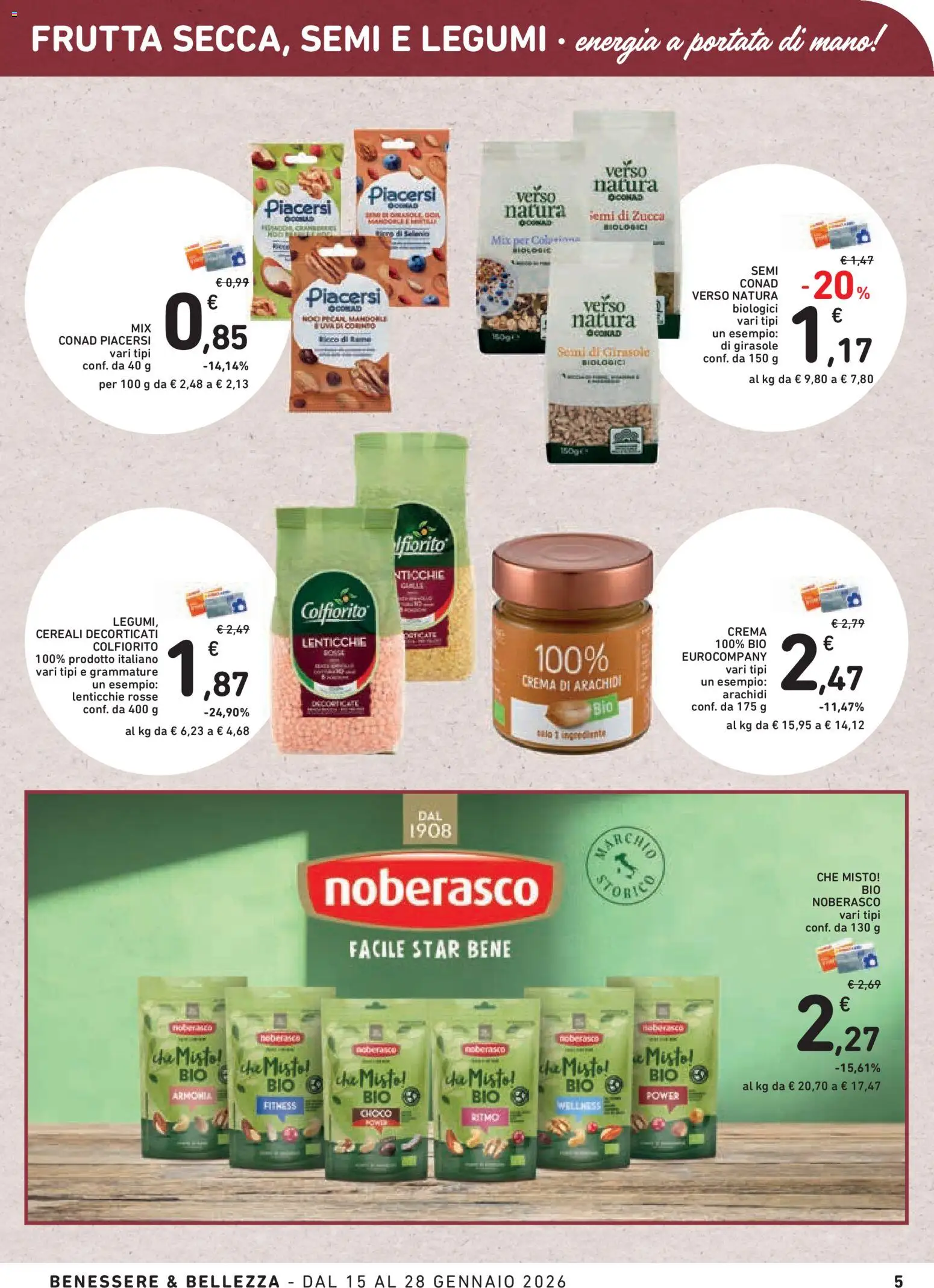 Volantino Conad del 15.01.2026 | Pagina: 5 | Prodotti: Legumi, Cereali, Zucca, Uva