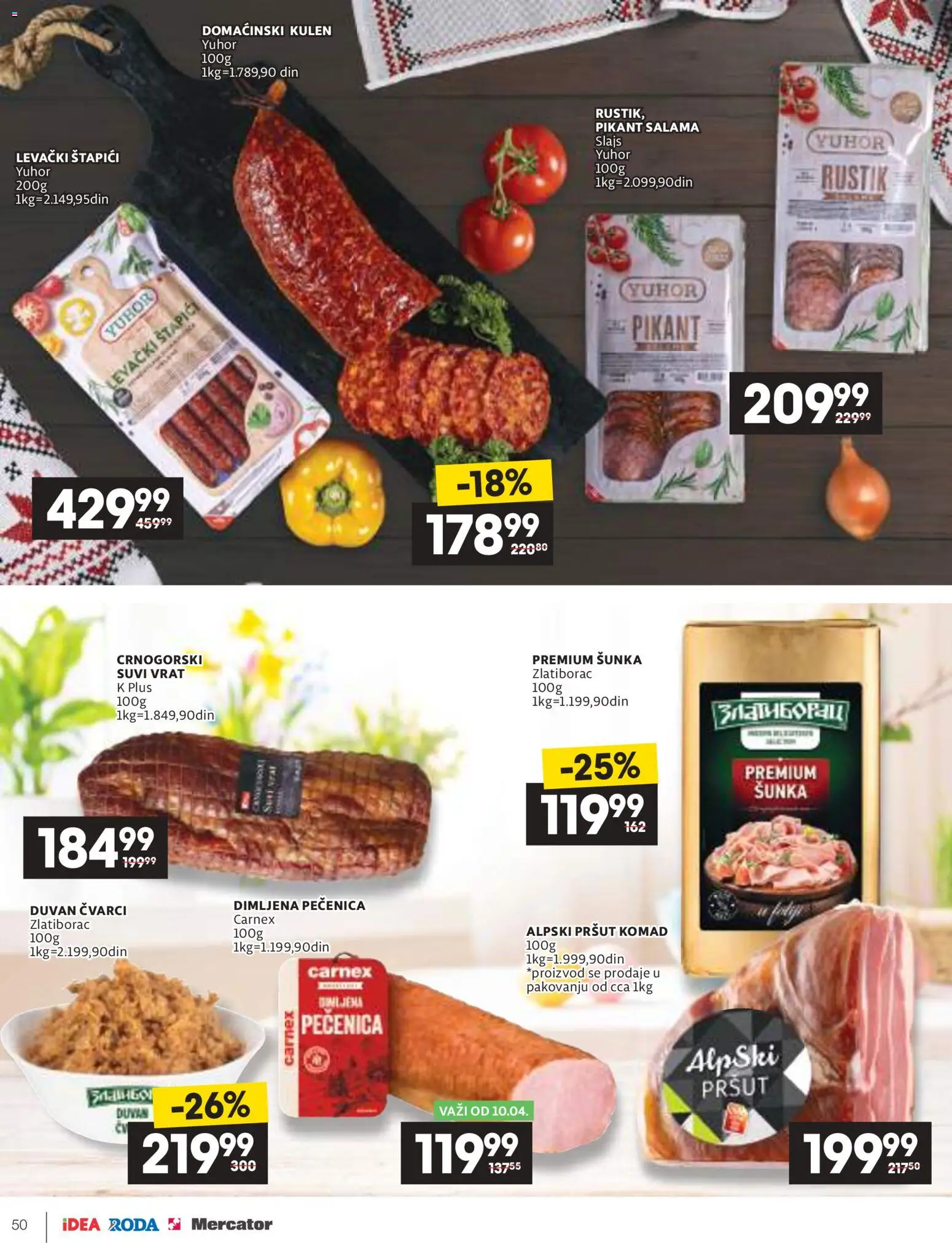 Roda katalog - važi od 09.04.2026 | Strana: 50 | Proizvode: Čvarci, Kulen, Suvi vrat, Šunka